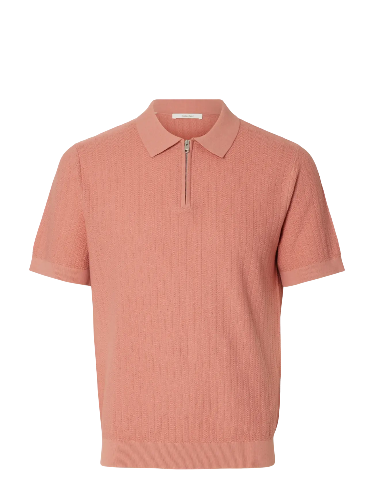 Selected SLMCRAN SS KNIT STRUCTURE ZIP POLO NOOS - Selected - ROSE DAWN / pink/rose