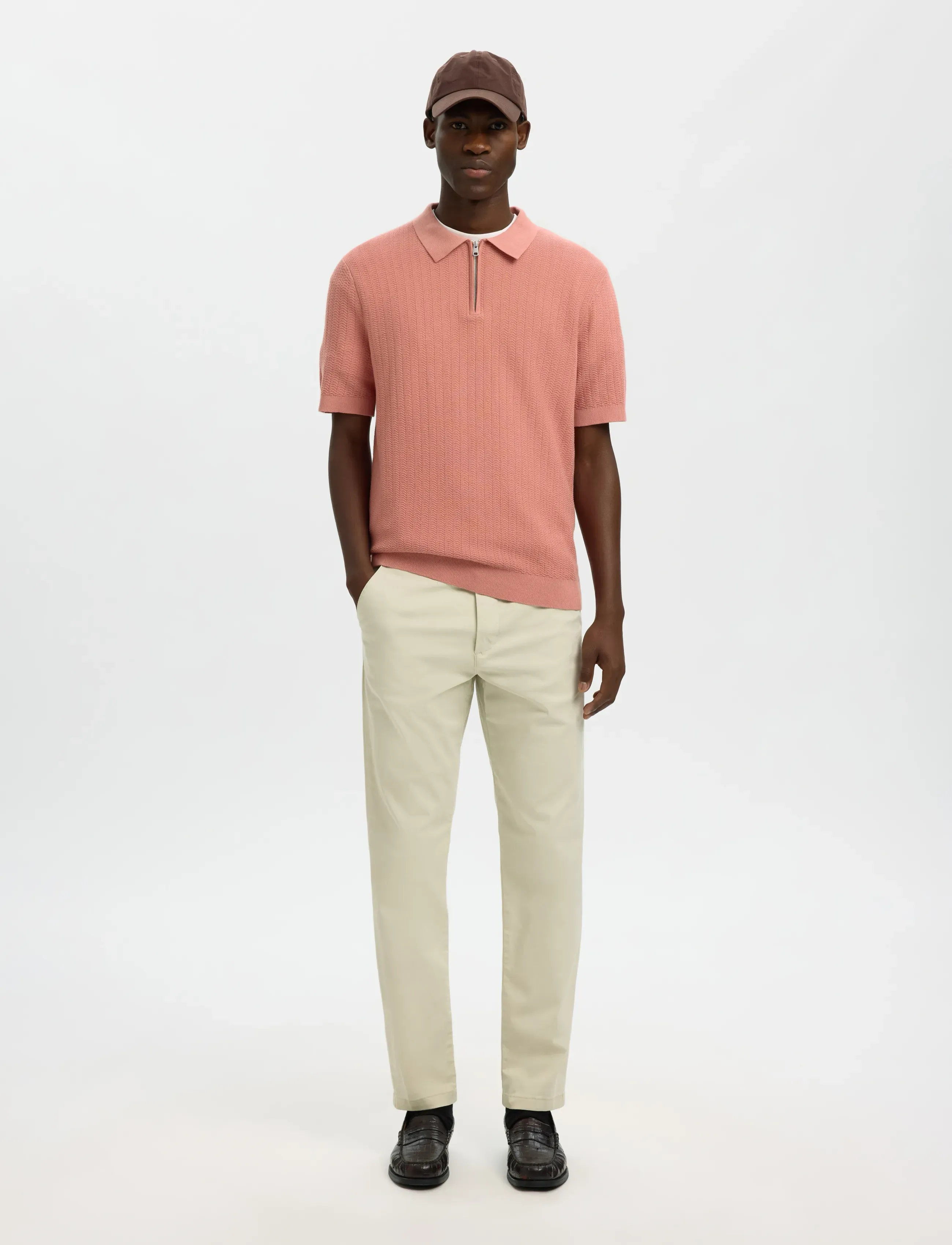 Slmcran Ss Knit Structure Zip Polo Noos 5