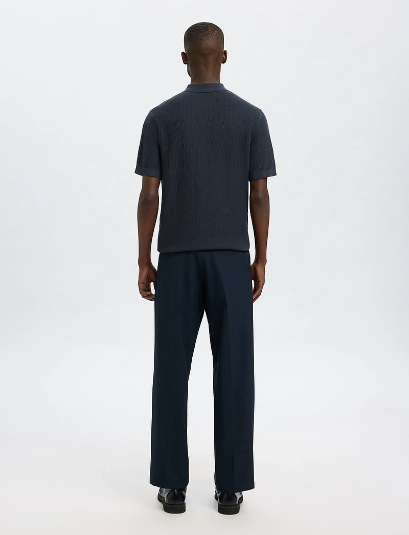 Selected - SLMCRAN SS KNIT STRUCTURE ZIP POLO NOOS - kortærmede poloer - sky captain - 2