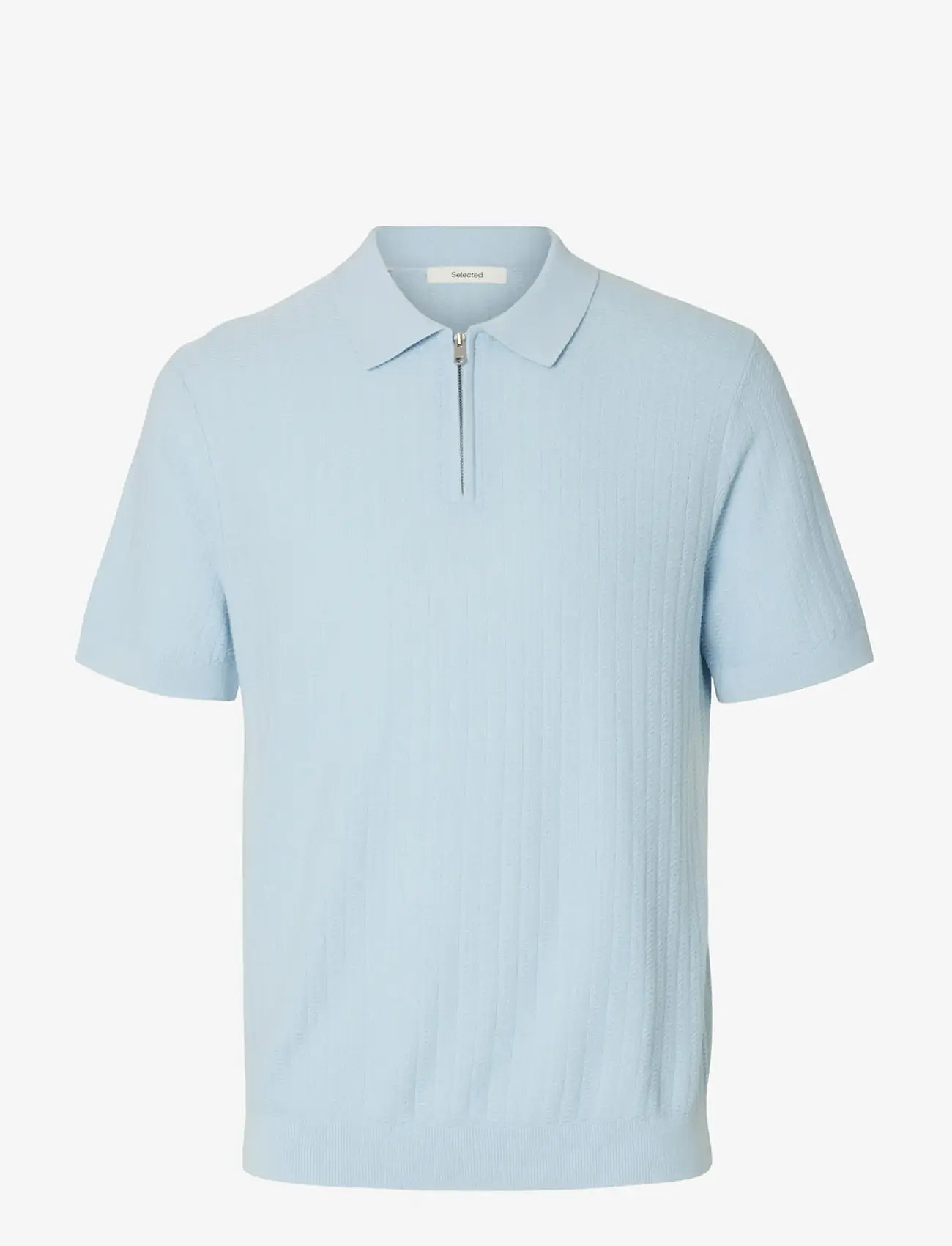 Selected - SLMCRAN SS KNIT STRUCTURE ZIP POLO NOOS - polostrik - skyway - 1