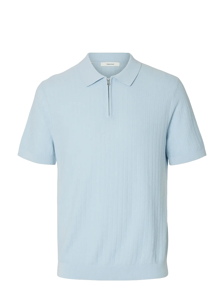 Selected - SLMCRAN SS KNIT STRUCTURE ZIP POLO NOOS - polostrik - skyway - 1