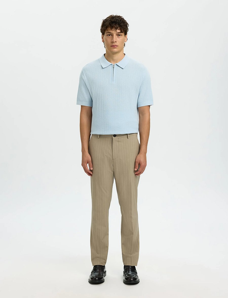 Selected - SLMCRAN SS KNIT STRUCTURE ZIP POLO NOOS - polostrik - skyway - 3