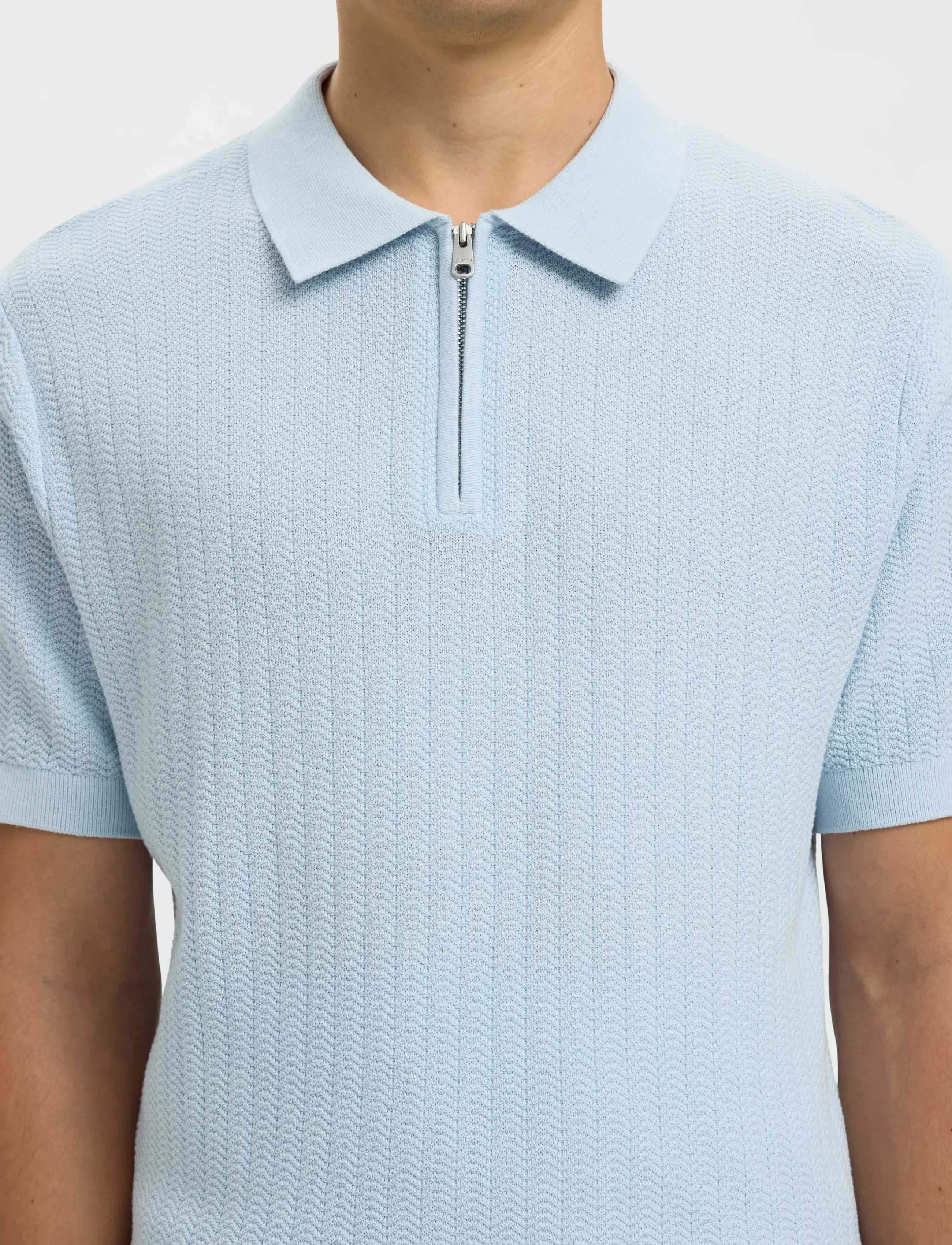 Slmcran Ss Knit Structure Zip Polo Noos 4