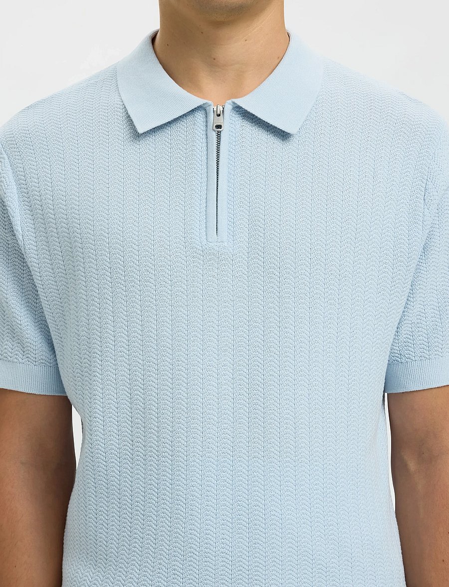 Selected - SLMCRAN SS KNIT STRUCTURE ZIP POLO NOOS - polostrik - skyway - 4