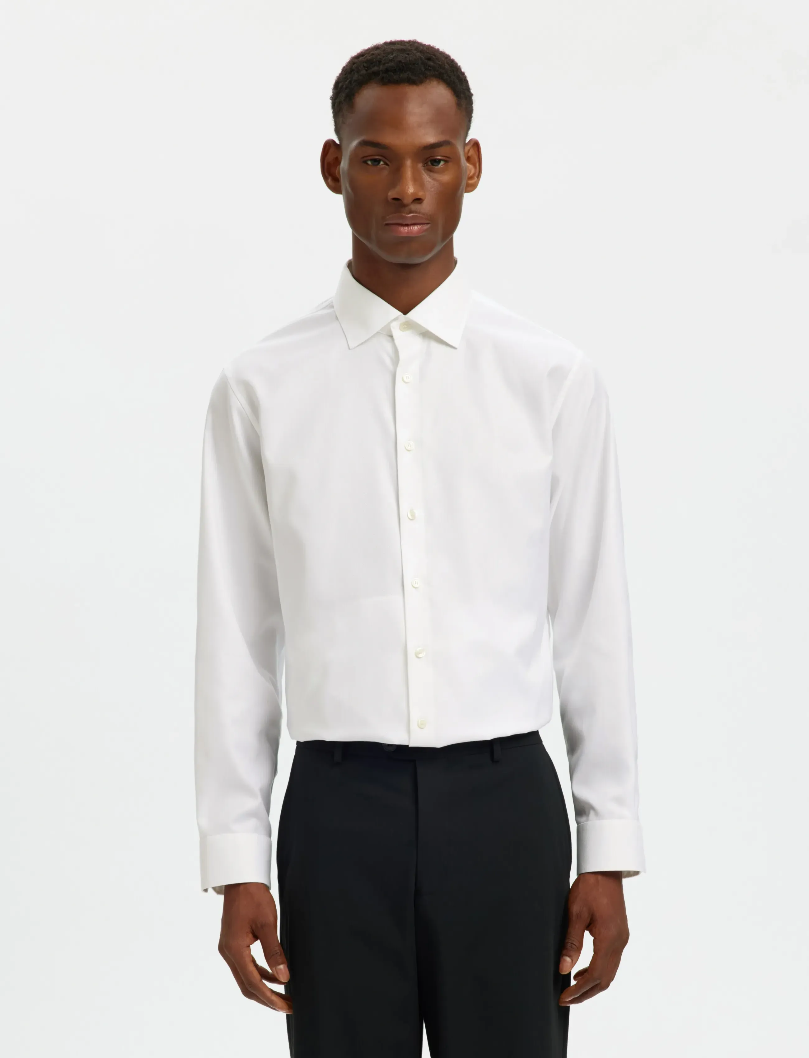 Selected SLHSLIM-LUX OXFORD SHIRT LS SPREAD NOOS - Skjorter - BRIGHT WHITE / white
