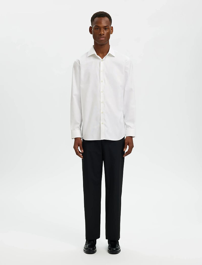 Selected - SLHSLIM-LUX OXFORD SHIRT LS SPREAD NOOS - oxfordi särgid - bright white - 4