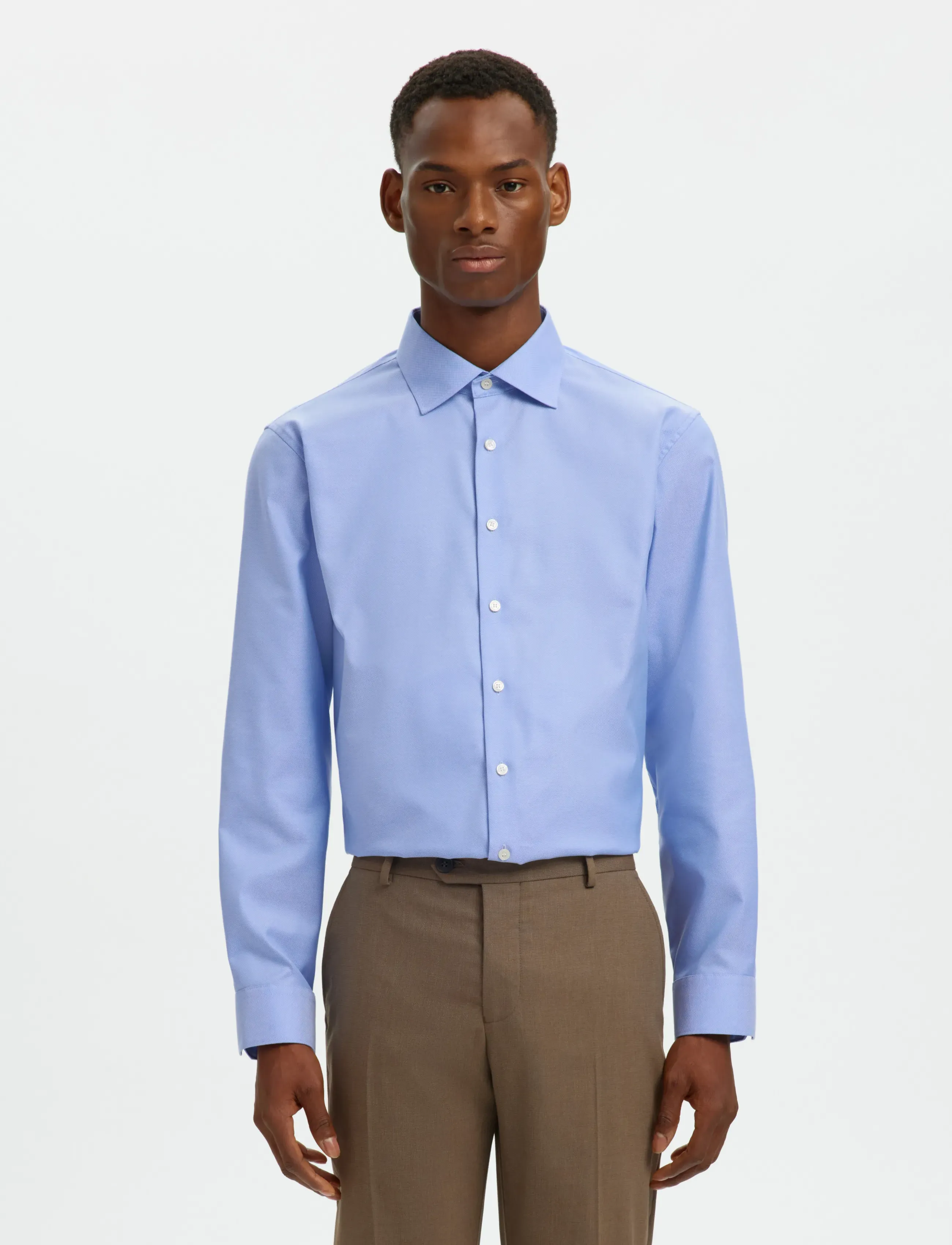 Selected SLHSLIM-LUX OXFORD SHIRT LS SPREAD NOOS - Särgid - LIGHT BLUE / blue