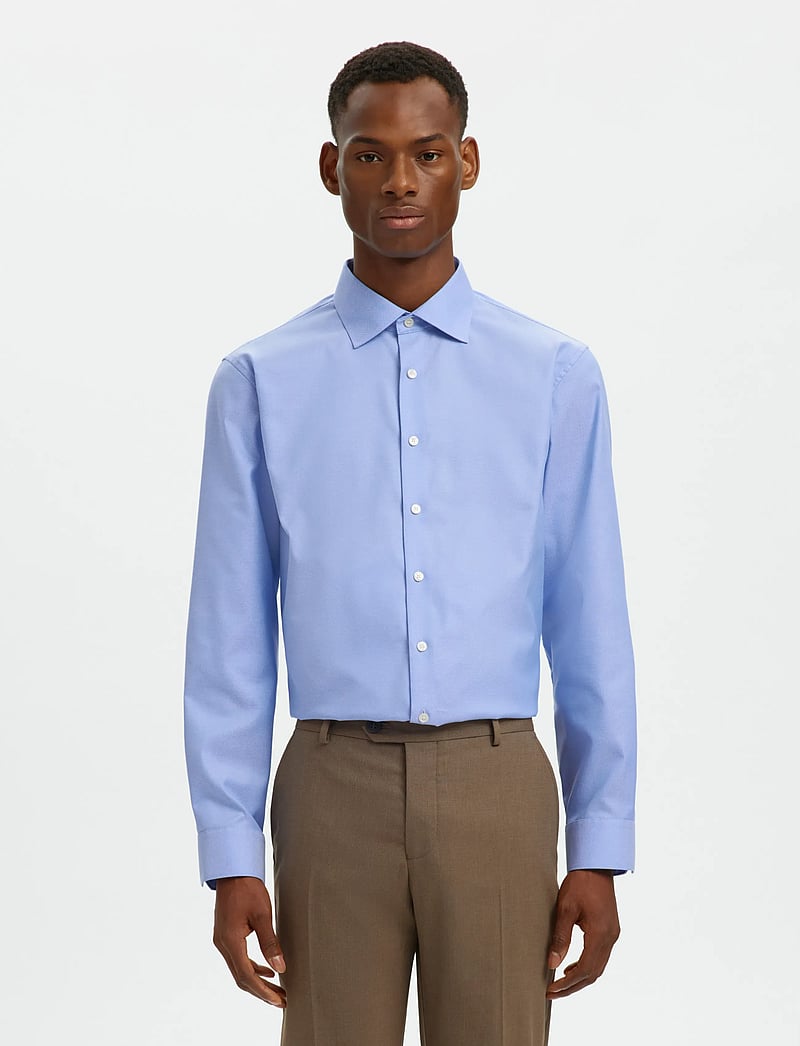 Selected - SLHSLIM-LUX OXFORD SHIRT LS SPREAD NOOS - oxford skjorter - light blue - 0