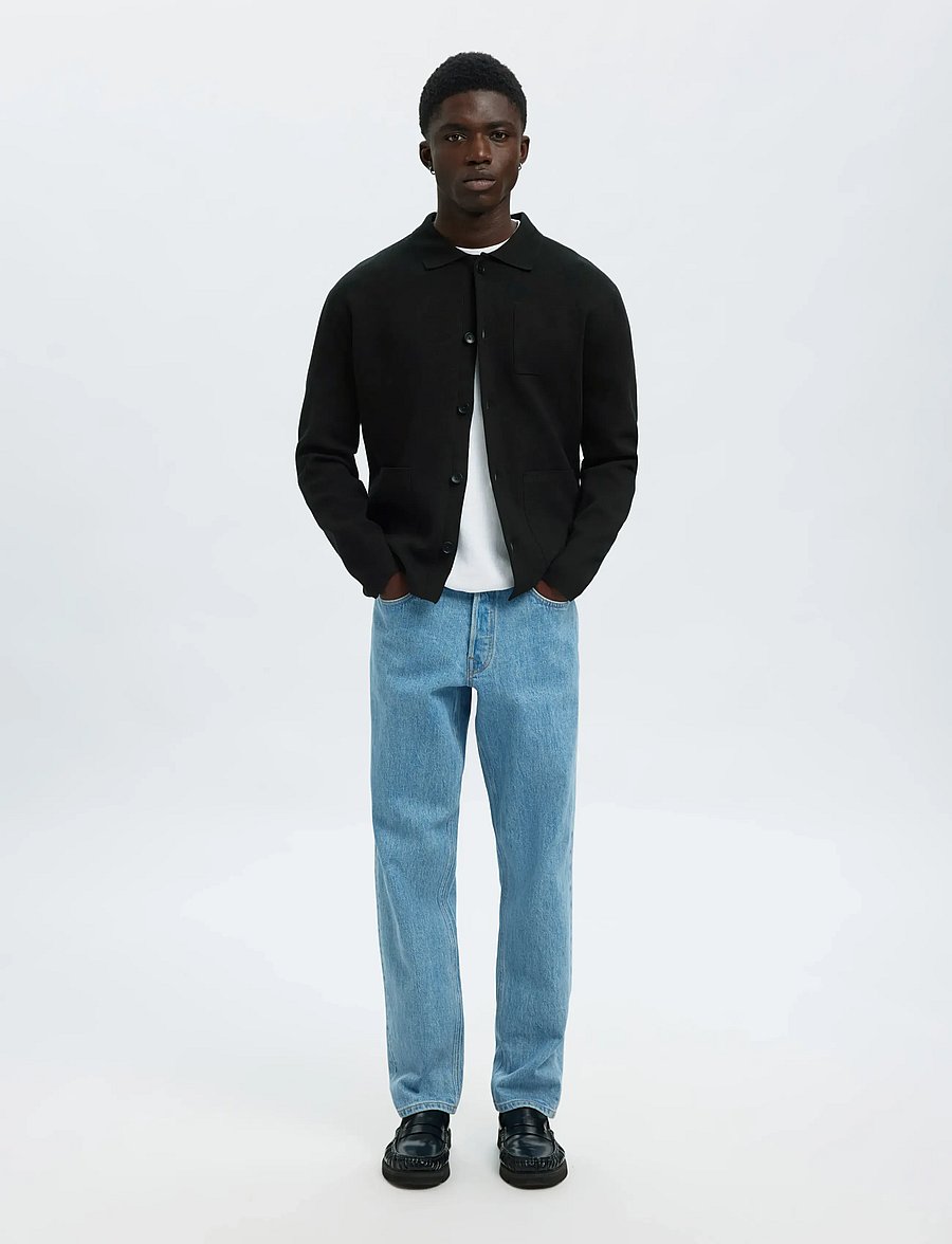 Selected - SLMMIKE LIGHT POLO CARDIGAN NOOS - kardiganid - black - 3