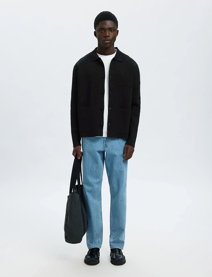Selected - SLMMIKE LIGHT POLO CARDIGAN NOOS - kardiganid - black - 4