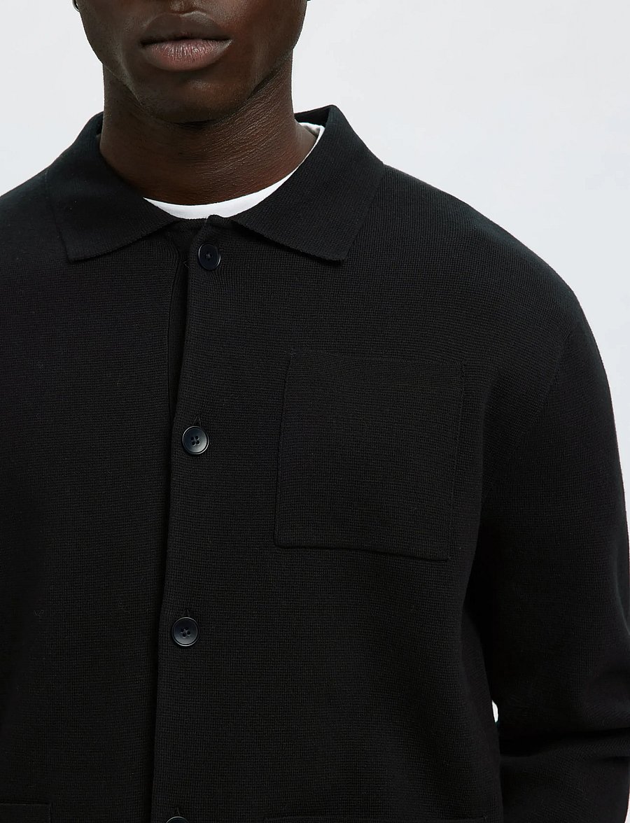 Selected - SLMMIKE LIGHT POLO CARDIGAN NOOS - kardiganid - black - 5