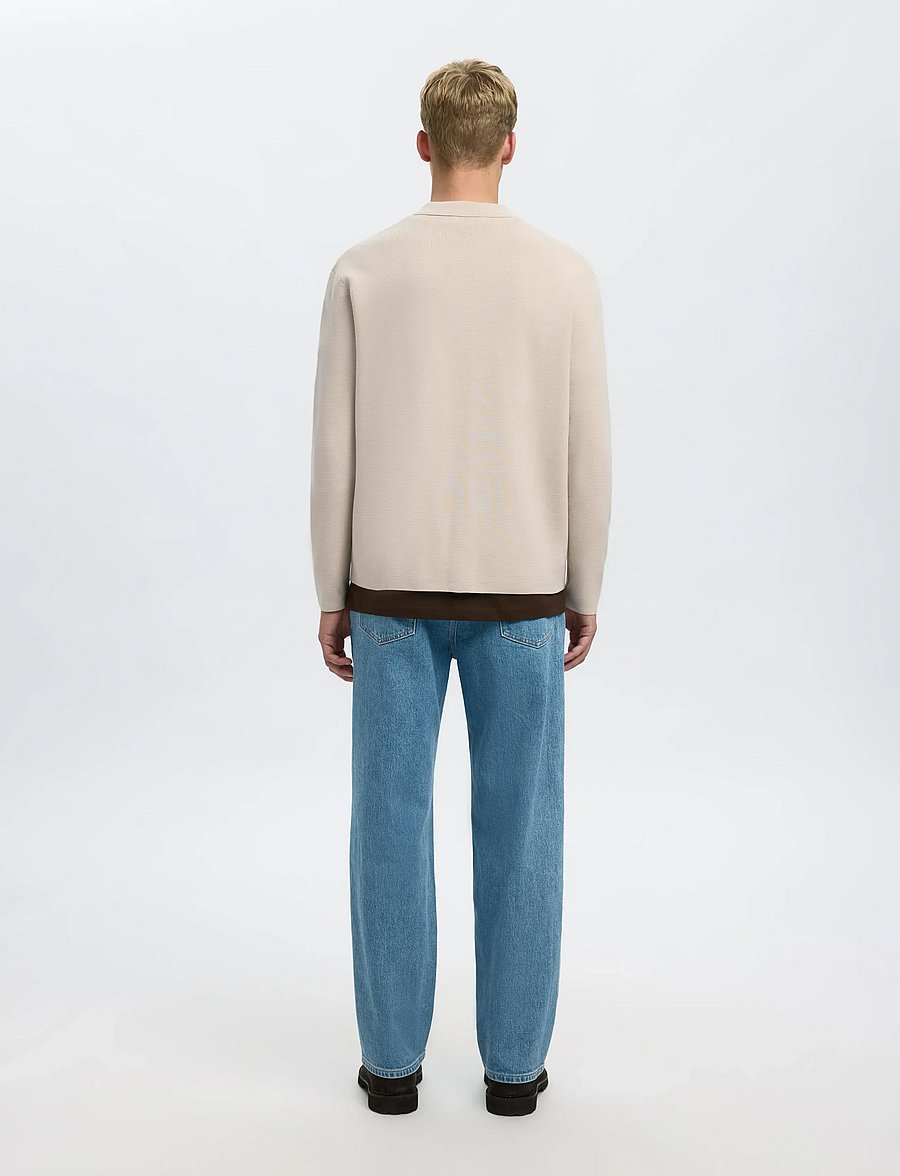 Selected - SLMMIKE LIGHT POLO CARDIGAN NOOS - strickjacken - oatmeal - 2