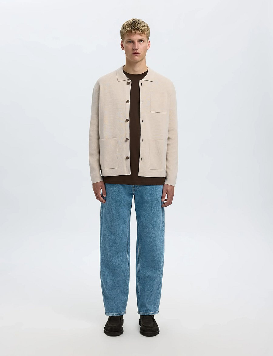 Selected - SLMMIKE LIGHT POLO CARDIGAN NOOS - strickjacken - oatmeal - 3
