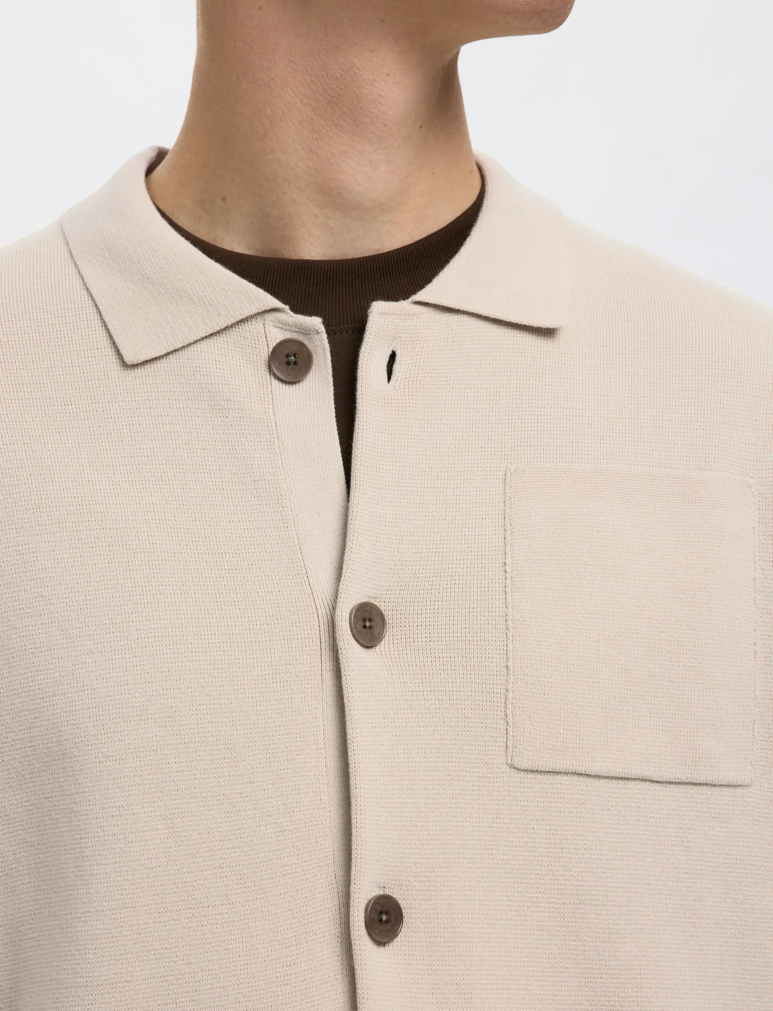 Selected - SLMMIKE LIGHT POLO CARDIGAN NOOS - cardigans - oatmeal - 4