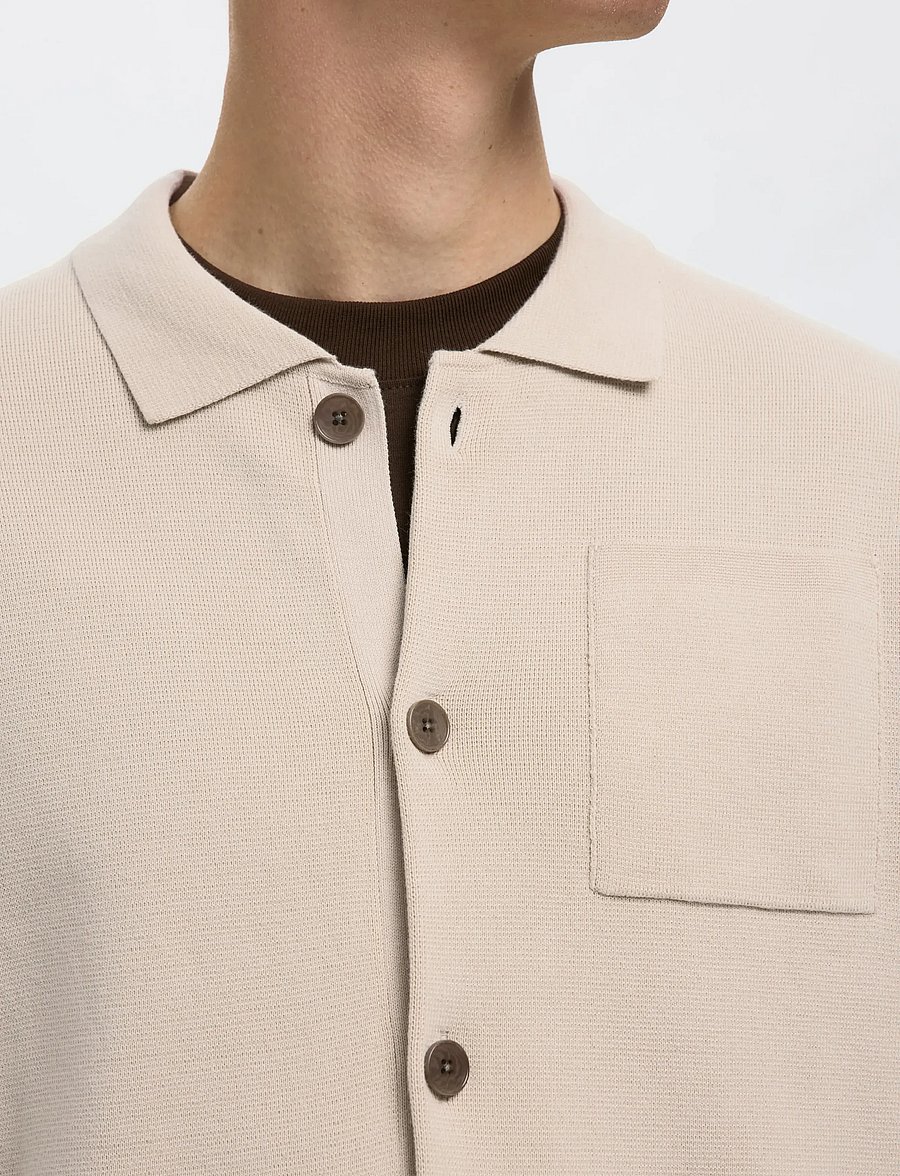 Selected - SLMMIKE LIGHT POLO CARDIGAN NOOS - strickjacken - oatmeal - 4