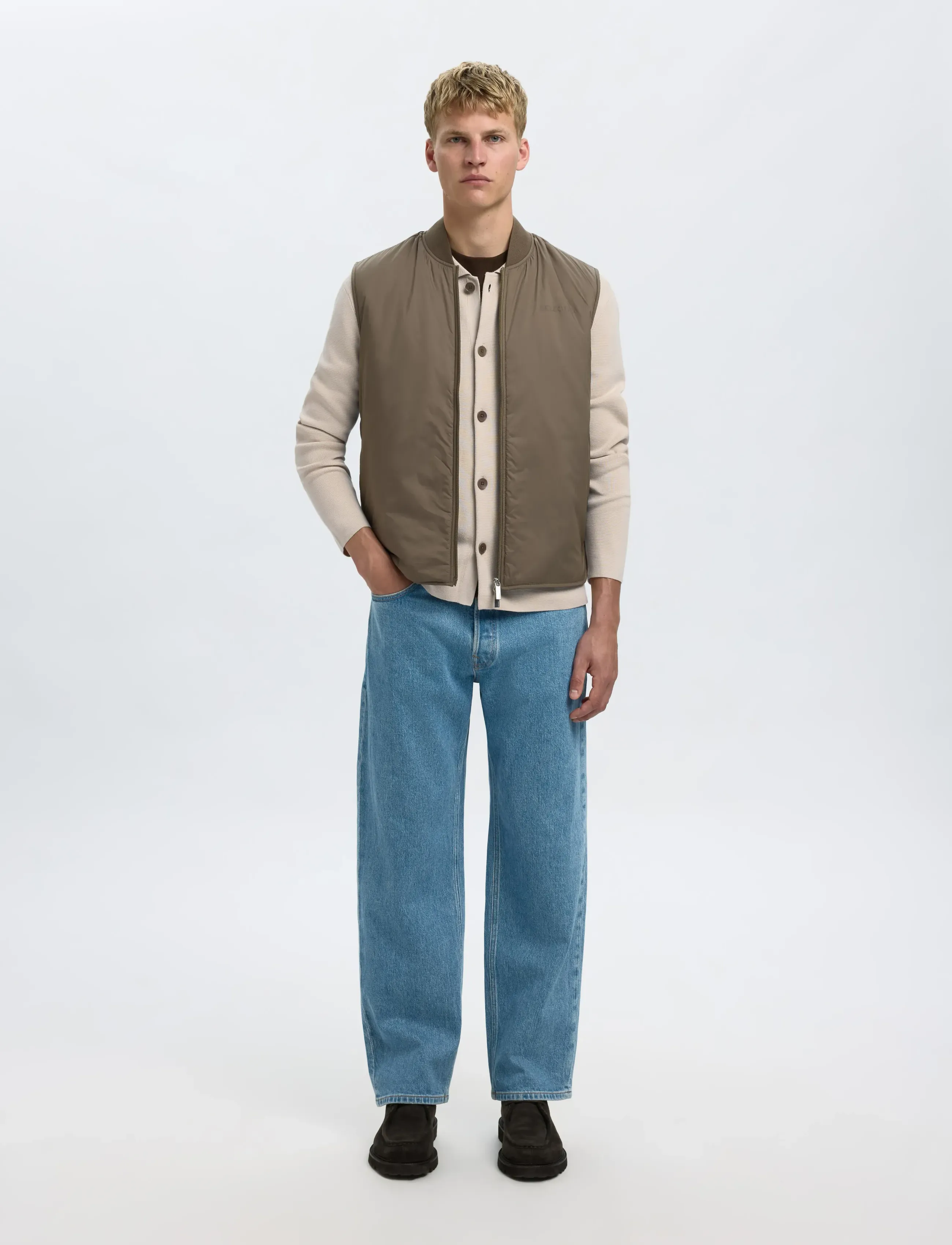 Selected - SLMMIKE LIGHT POLO CARDIGAN NOOS - cardigans - oatmeal - 5
