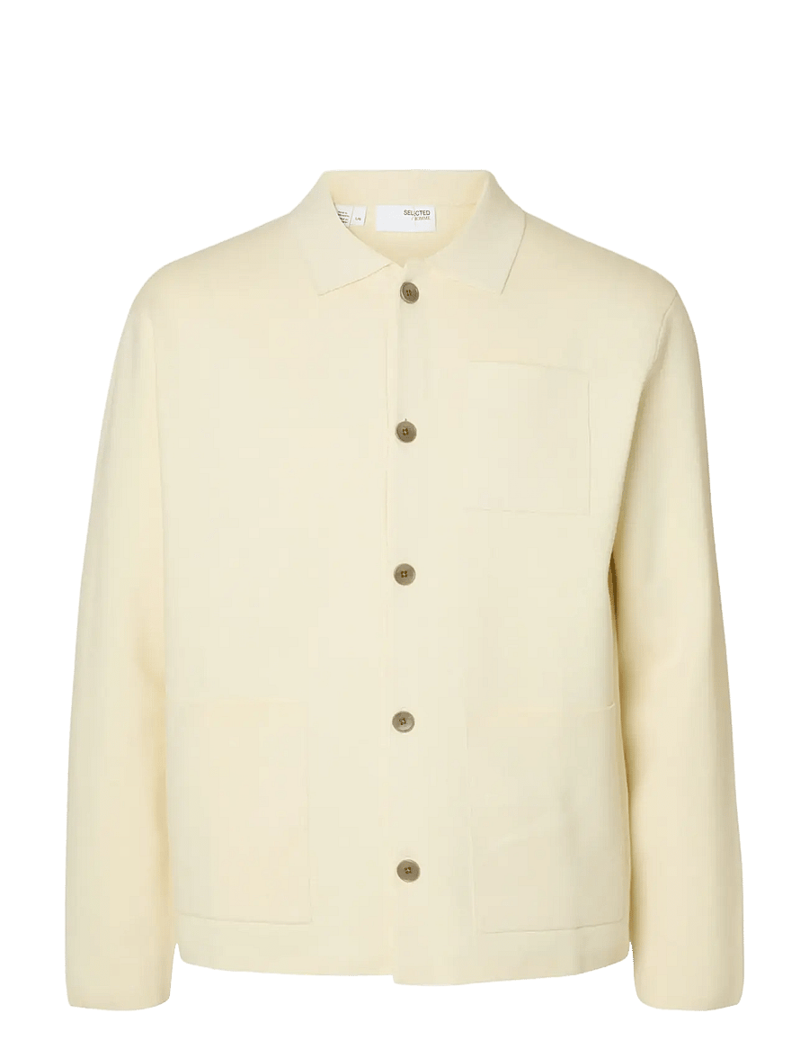 Selected - SLMMIKE LIGHT POLO CARDIGAN NOOS - strickjacken - pristine - 1