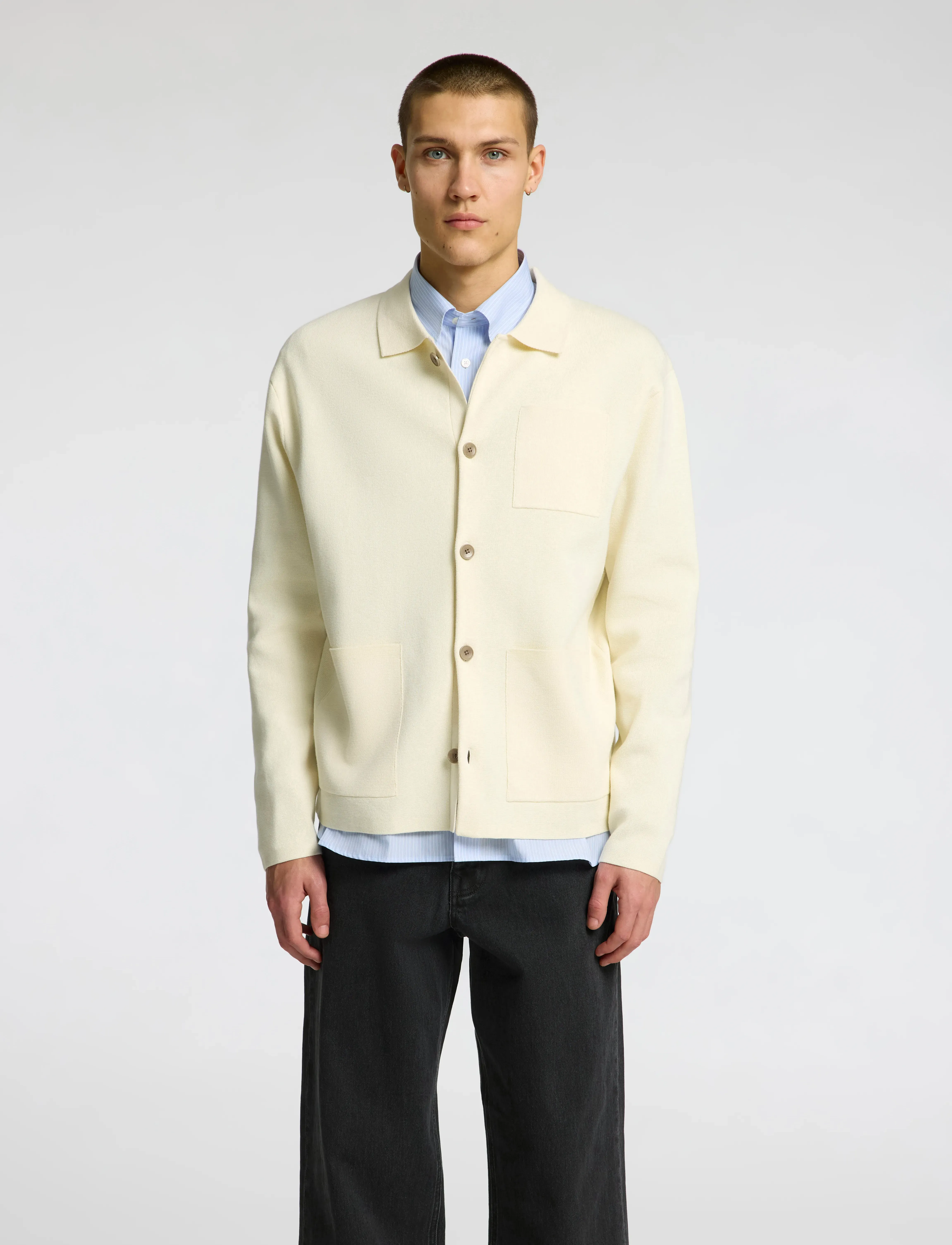 Selected - SLMMIKE LIGHT POLO CARDIGAN NOOS - cardigans - pristine - 5