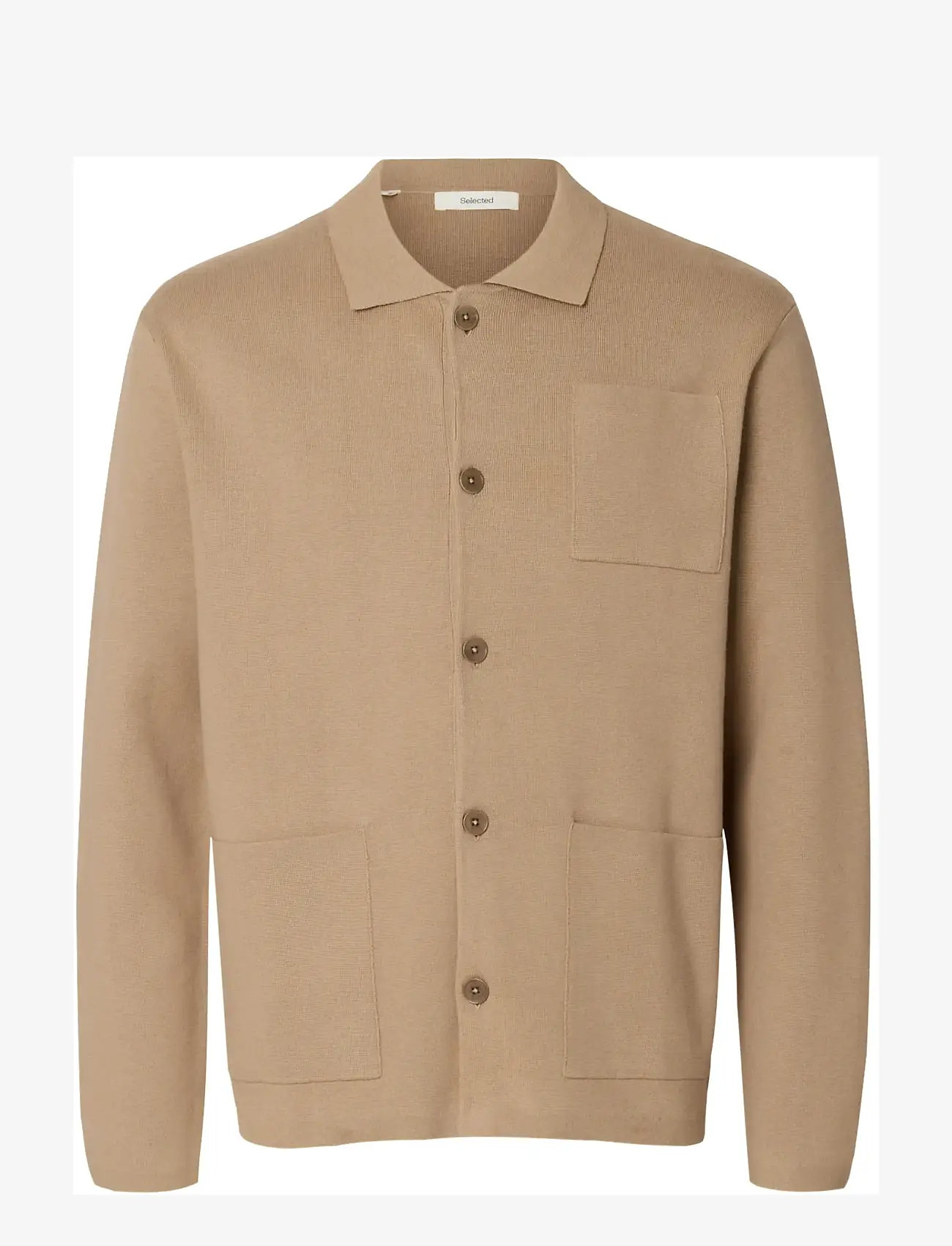Selected - SLHMIKE LIGHT RELAXED POLO CARDIGAN NOOS - koftor - savannah tan - 1