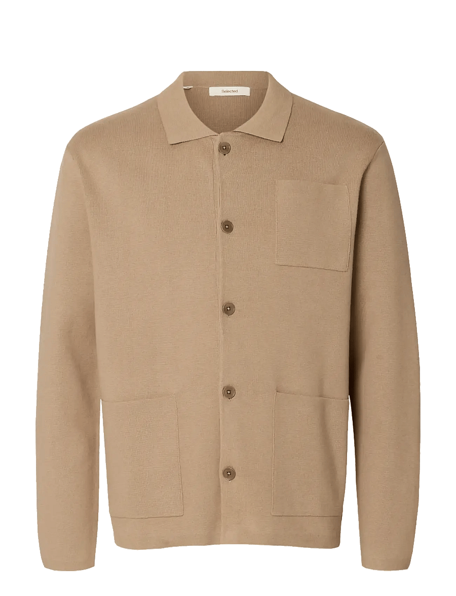 Selected - SLMMIKE LIGHT POLO CARDIGAN NOOS - cardigans - savannah tan - 1