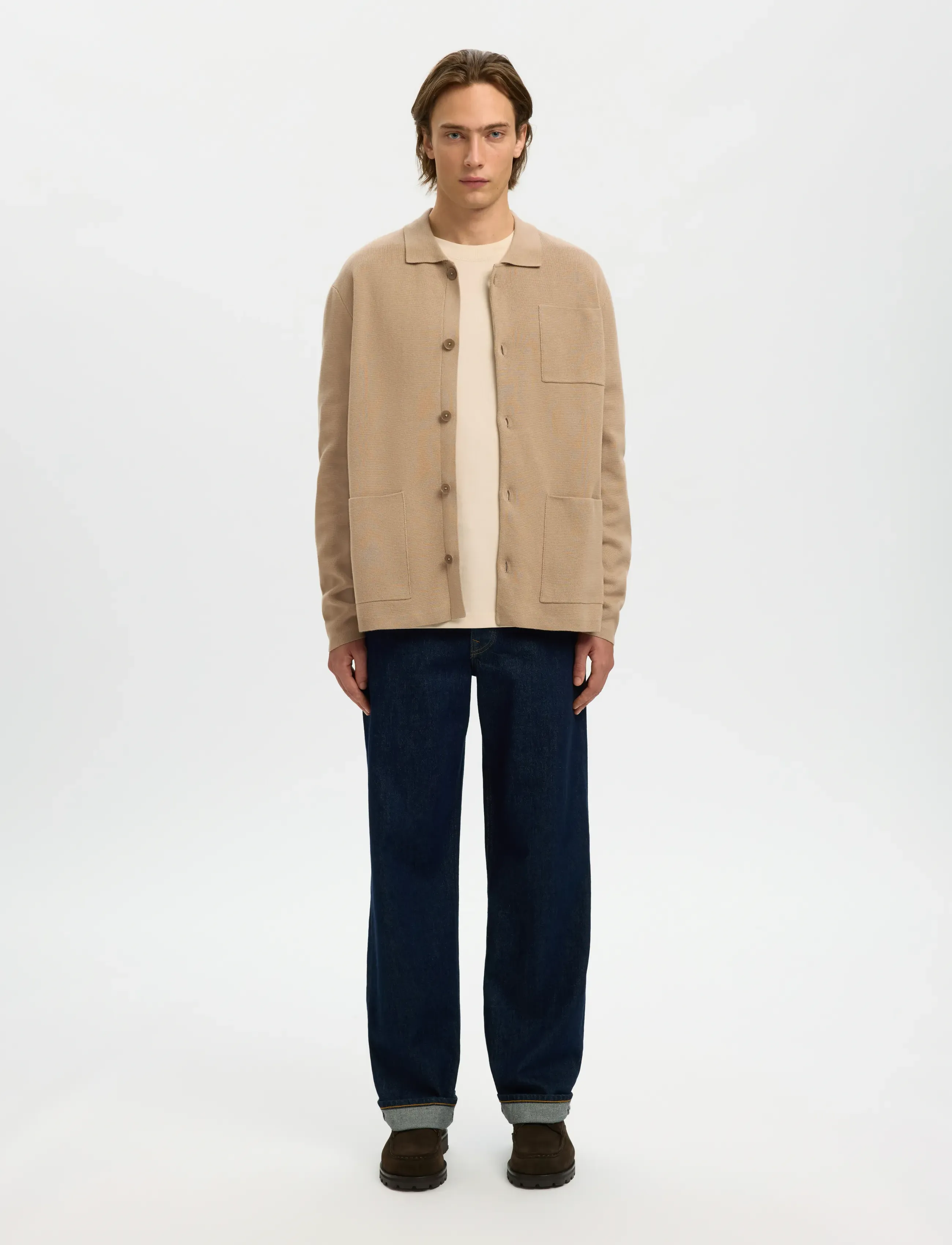 Selected - SLMMIKE LIGHT POLO CARDIGAN NOOS - cardigans - savannah tan - 3