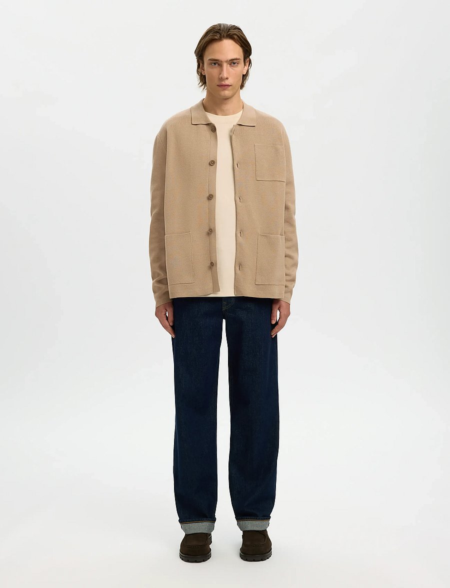 Selected - SLMMIKE LIGHT POLO CARDIGAN NOOS - cardigans - savannah tan - 3