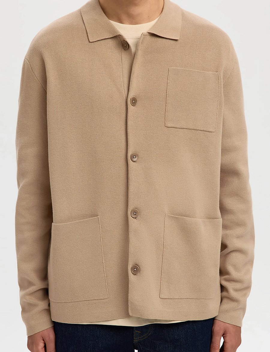 Selected - SLMMIKE LIGHT POLO CARDIGAN NOOS - cardigans - savannah tan - 4