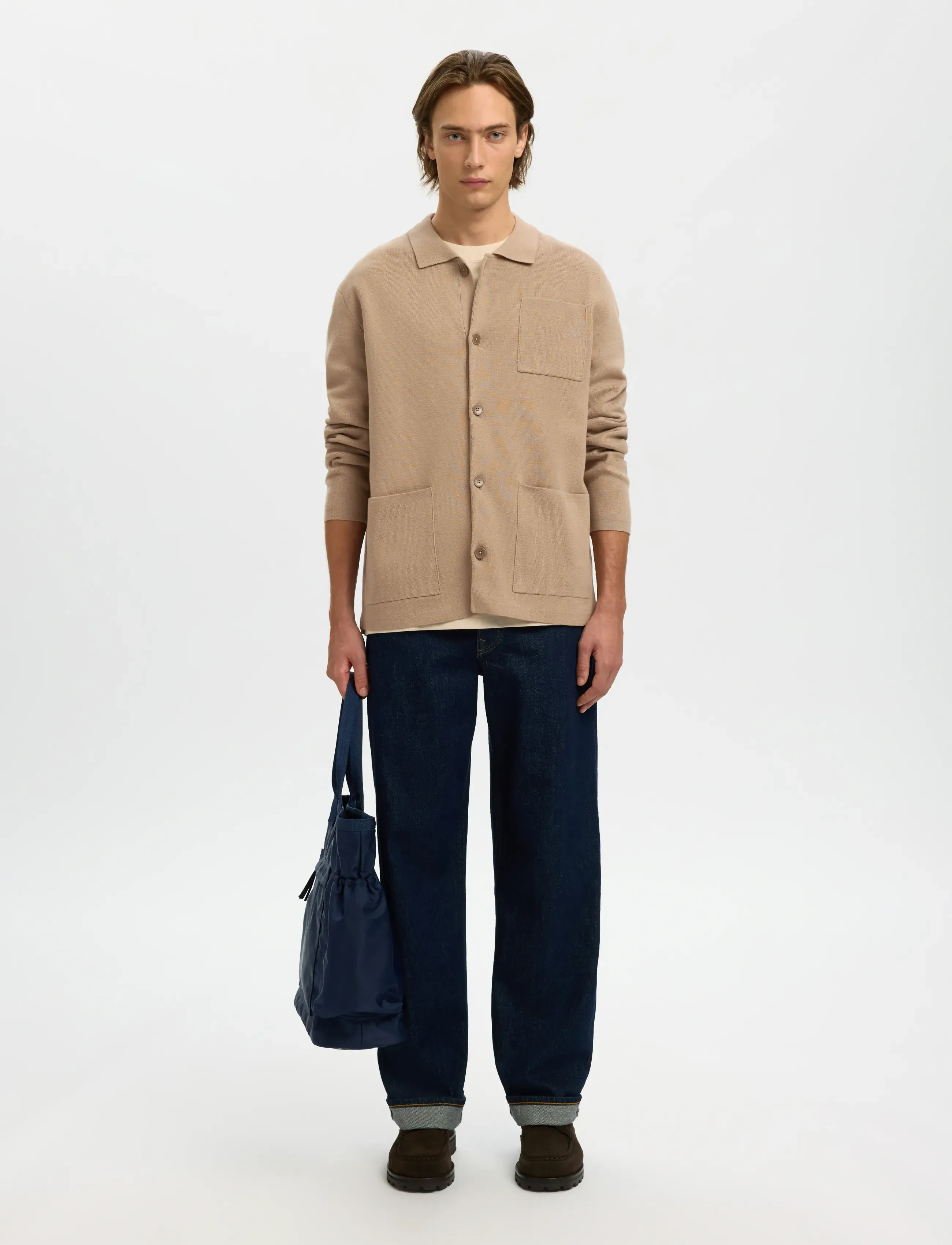 Selected - SLMMIKE LIGHT POLO CARDIGAN NOOS - cardigans - savannah tan - 5