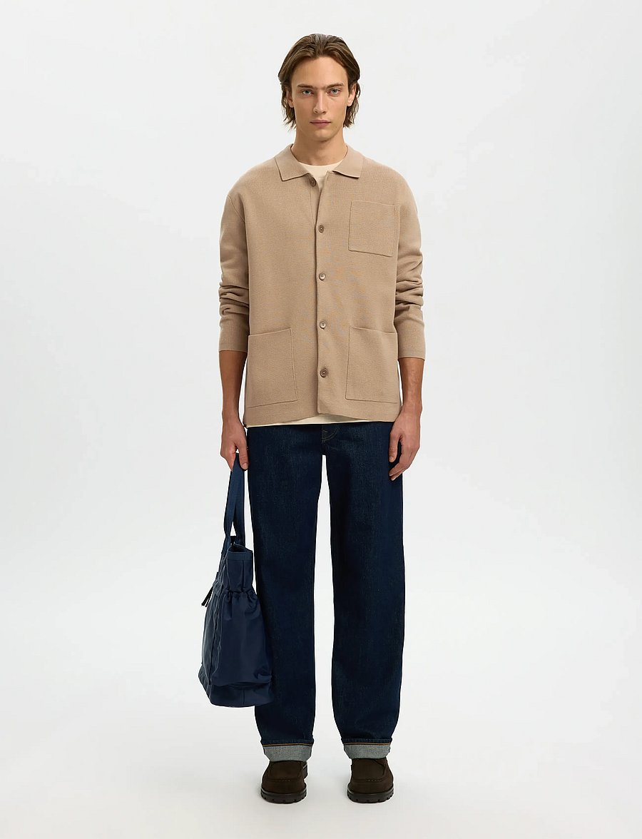 Selected - SLMMIKE LIGHT POLO CARDIGAN NOOS - cardigans - savannah tan - 5