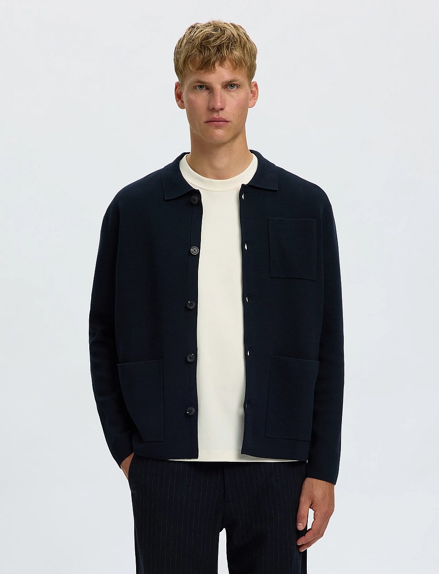 Selected - SLMMIKE LIGHT POLO CARDIGAN NOOS - cardigans - sky captain - 0