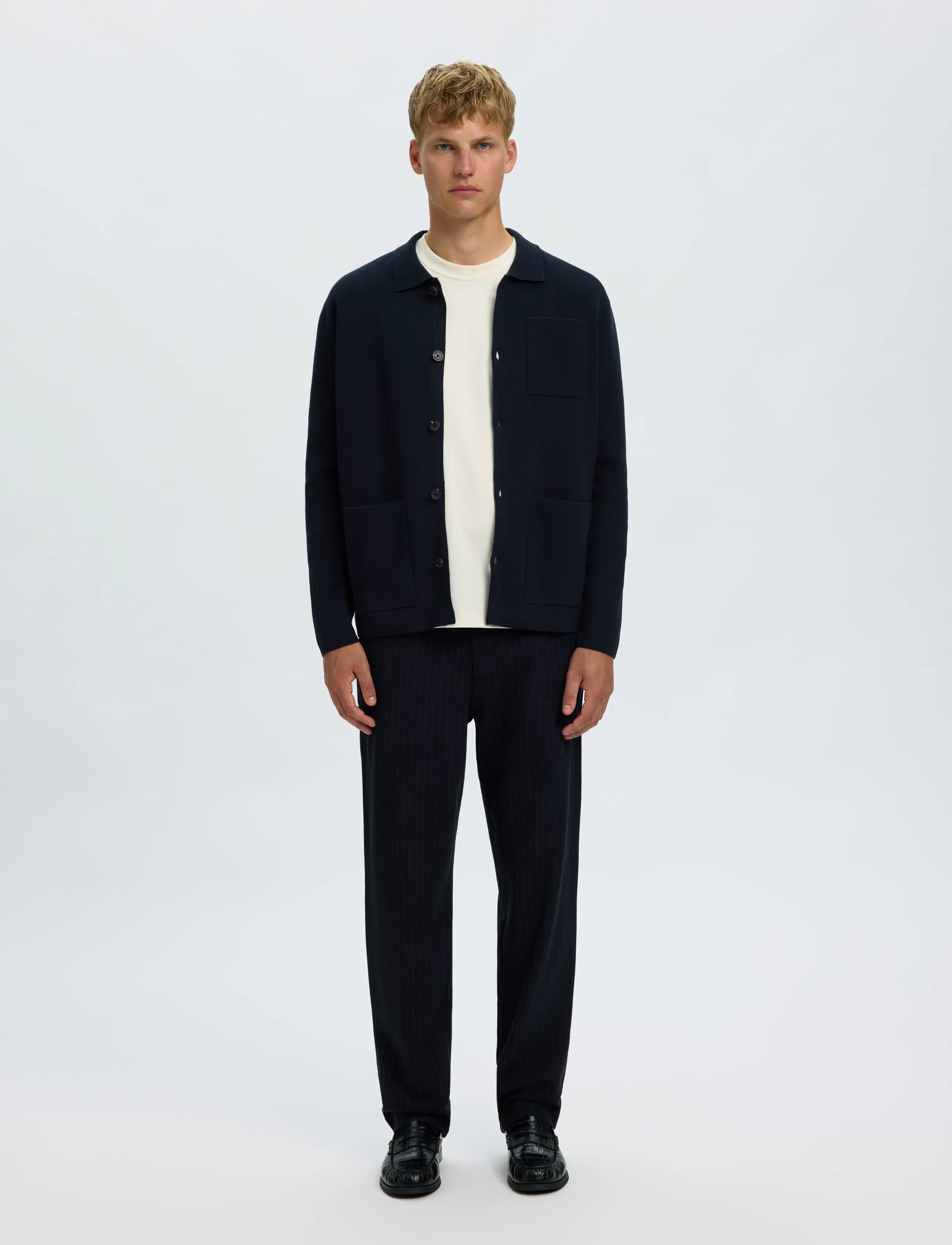 Selected - SLMMIKE LIGHT POLO CARDIGAN NOOS - cardigans - sky captain - 3