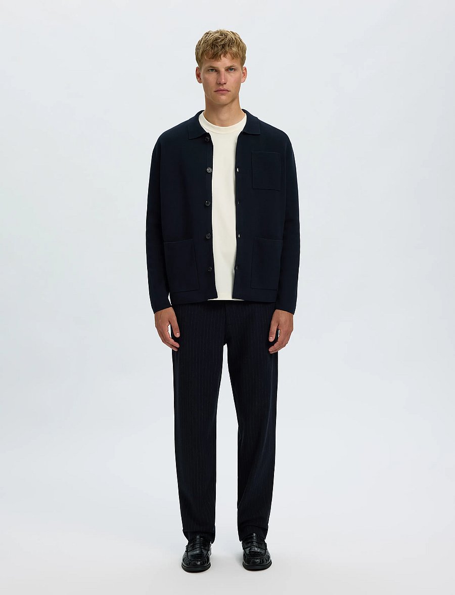 Selected - SLMMIKE LIGHT POLO CARDIGAN NOOS - cardigans - sky captain - 3