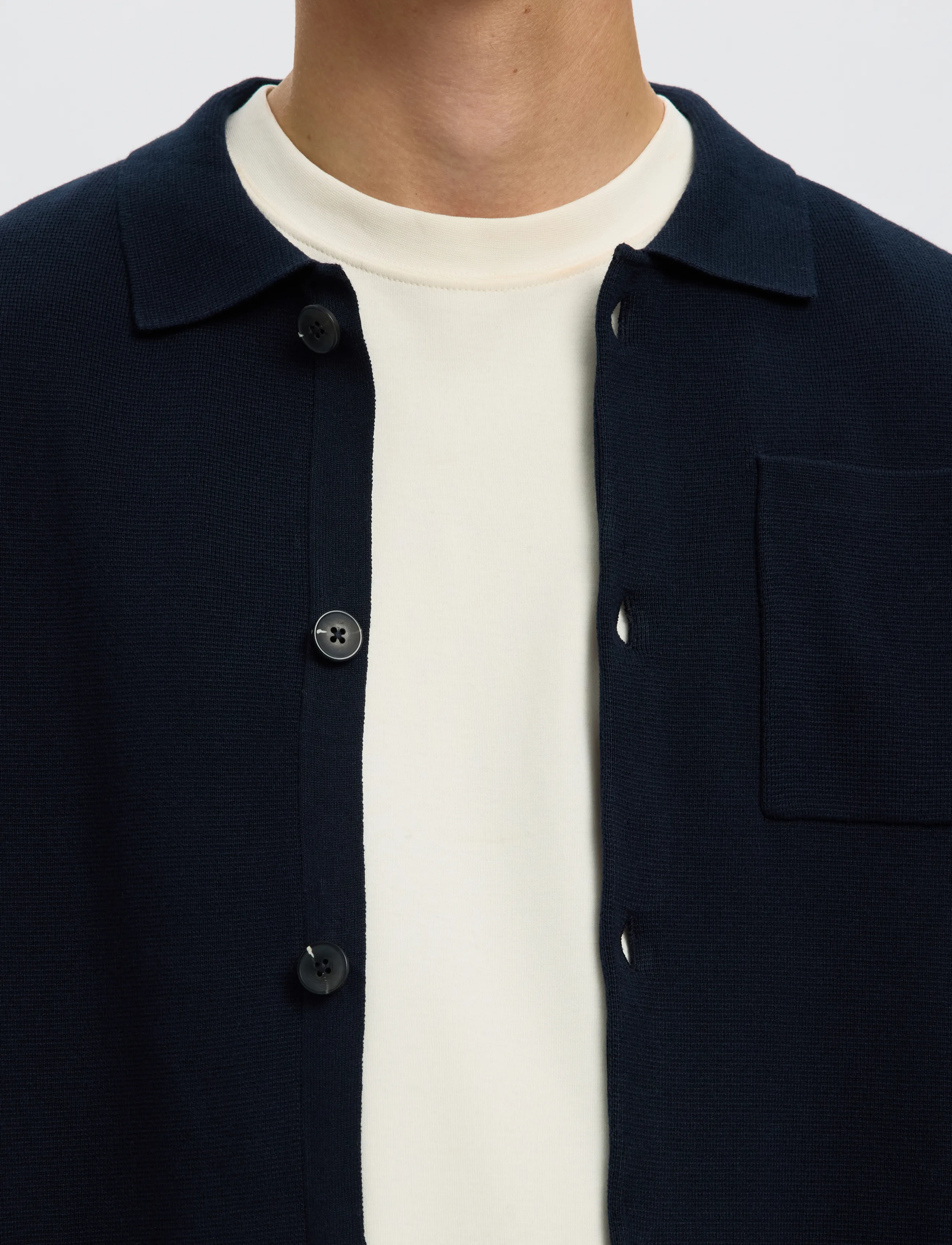 Selected - SLMMIKE LIGHT POLO CARDIGAN NOOS - cardigans - sky captain - 4