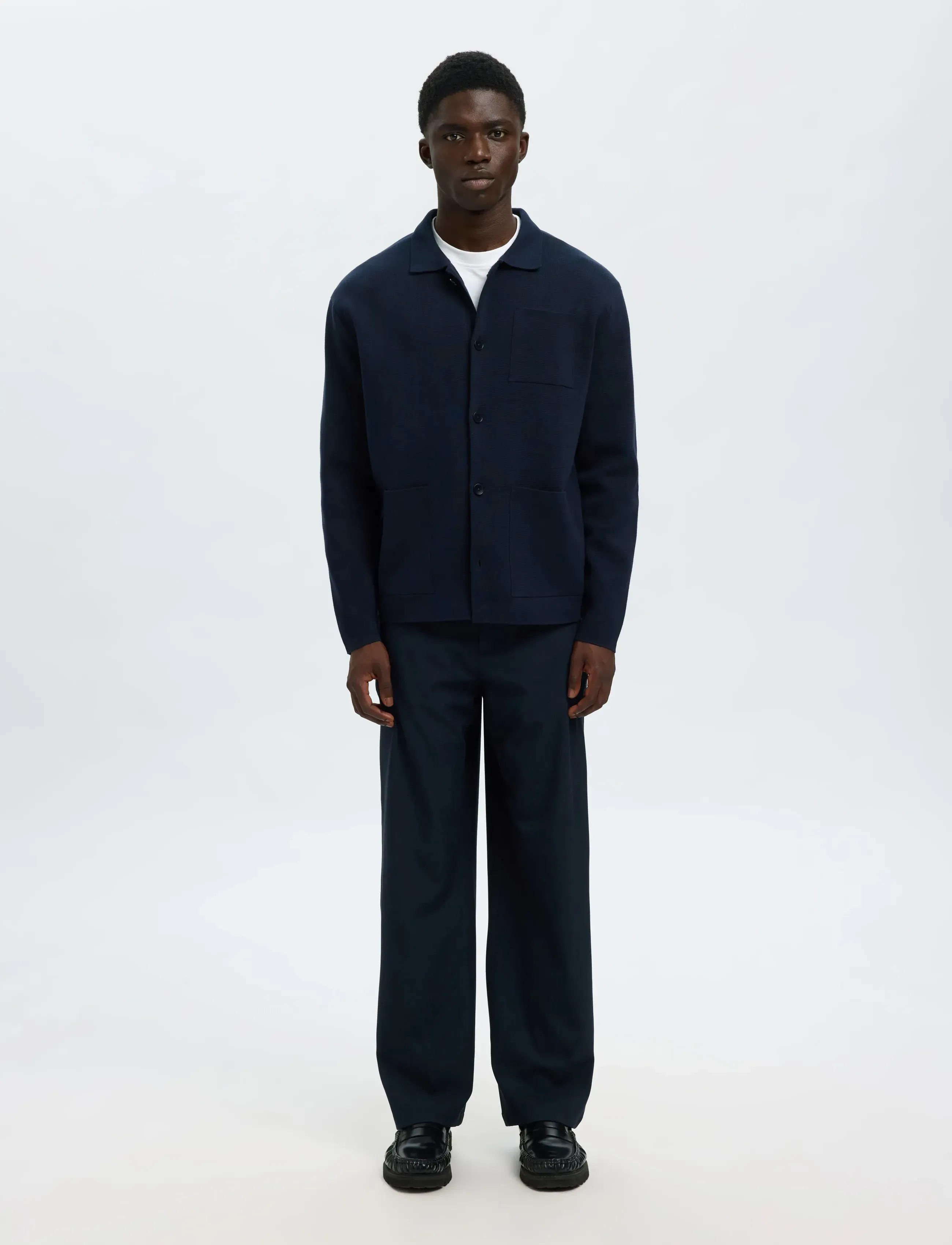 Selected - SLMMIKE LIGHT POLO CARDIGAN NOOS - cardigans - sky captain - 4