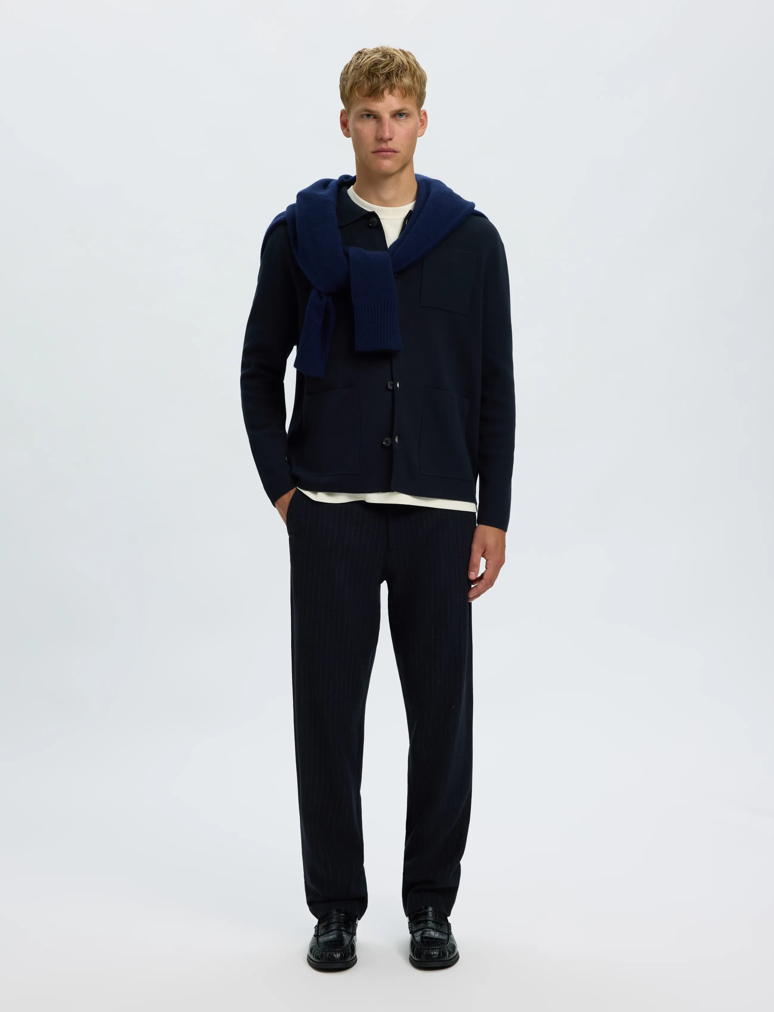 Selected - SLMMIKE LIGHT POLO CARDIGAN NOOS - cardigans - sky captain - 5