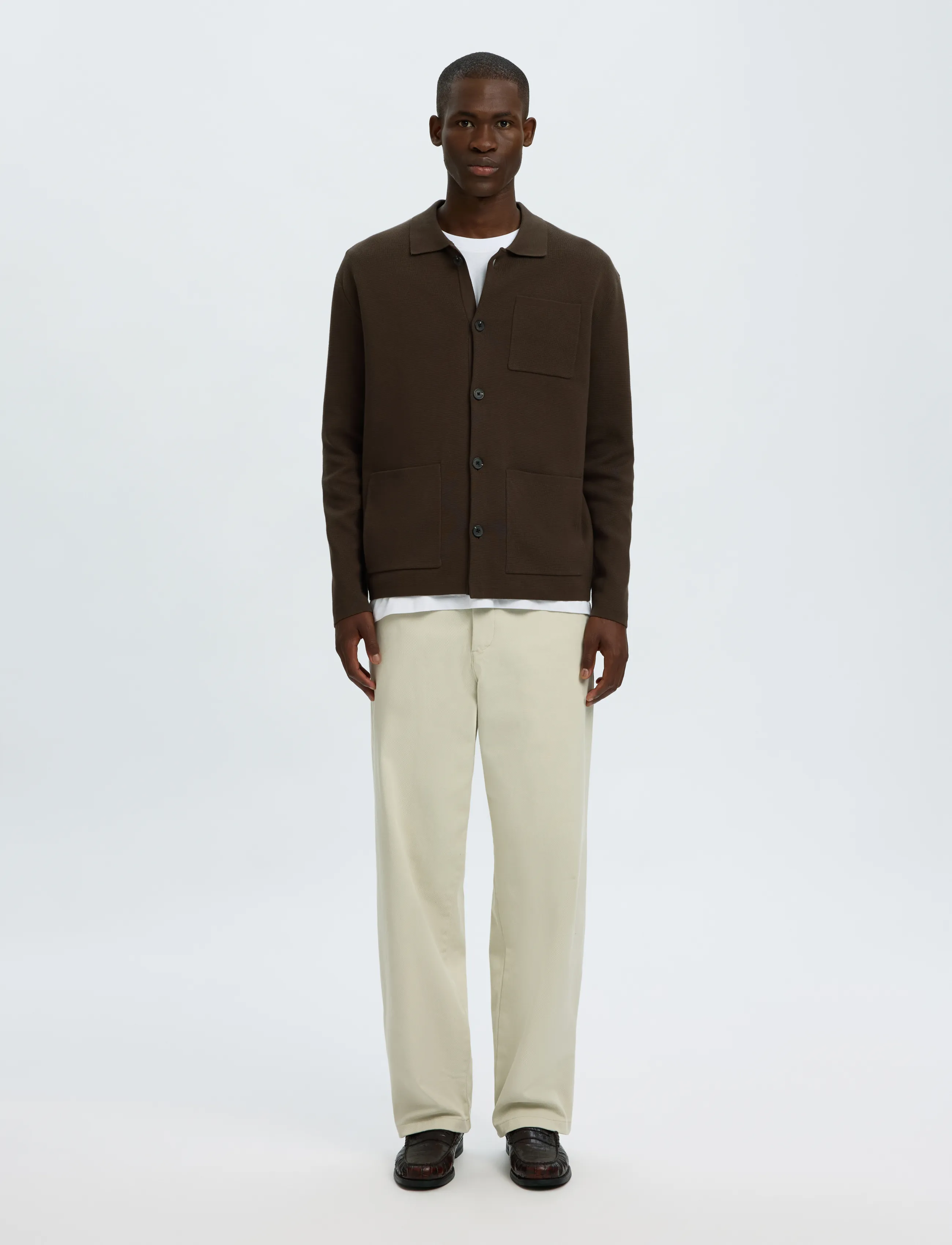 Selected - SLMMIKE LIGHT POLO CARDIGAN NOOS - strickjacken - turkish coffee - 3