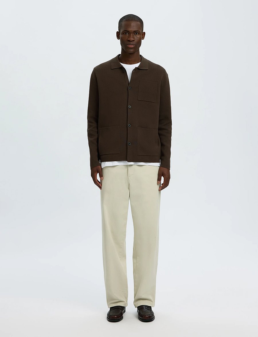 Selected - SLMMIKE LIGHT POLO CARDIGAN NOOS - cardigans - turkish coffee - 3