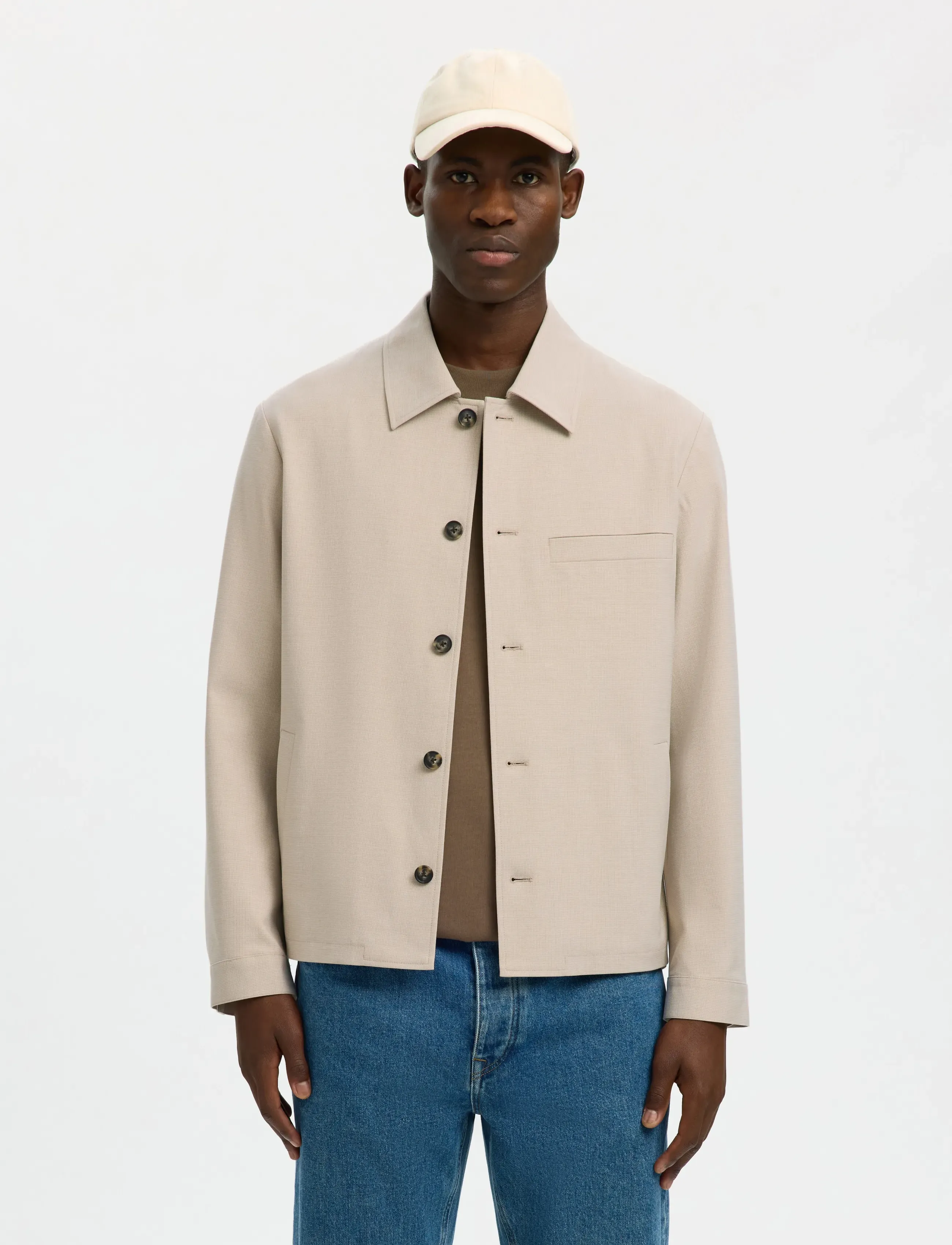 Selected SLMREG-ROBERT OVERSHIRT NOOS - Kollektionen - EGRET / cream