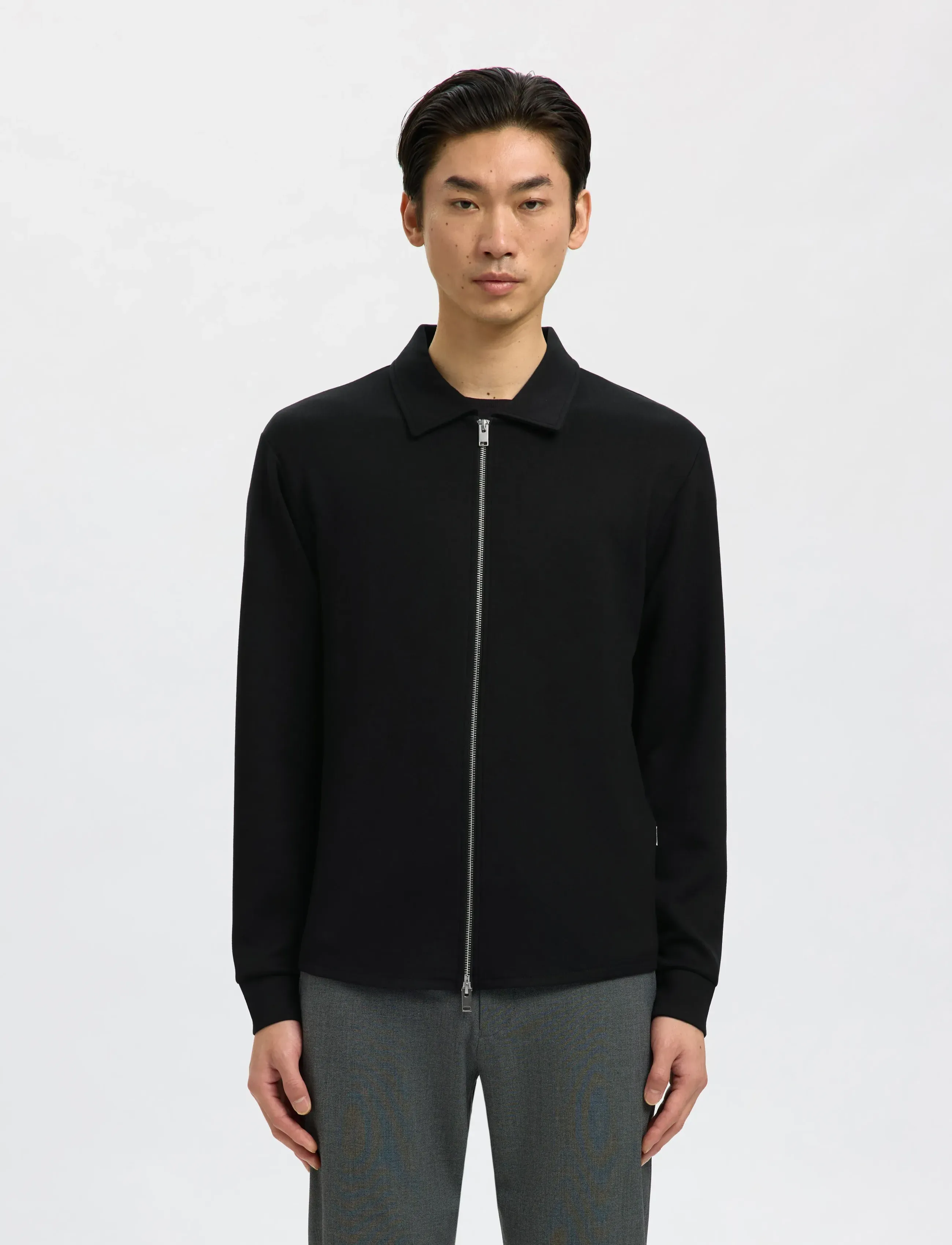 Selected SLHEMANUEL SOFT FULL ZIP SWEAT NOOS - Sweatshirts - BLACK / black