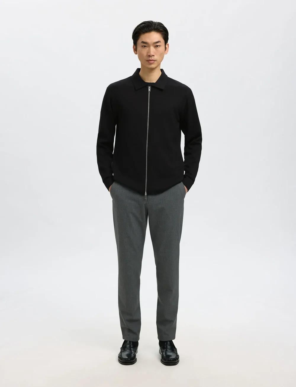 Selected - SLHEMANUEL SOFT FULL ZIP SWEAT NOOS - kollektsioonid - black - 5