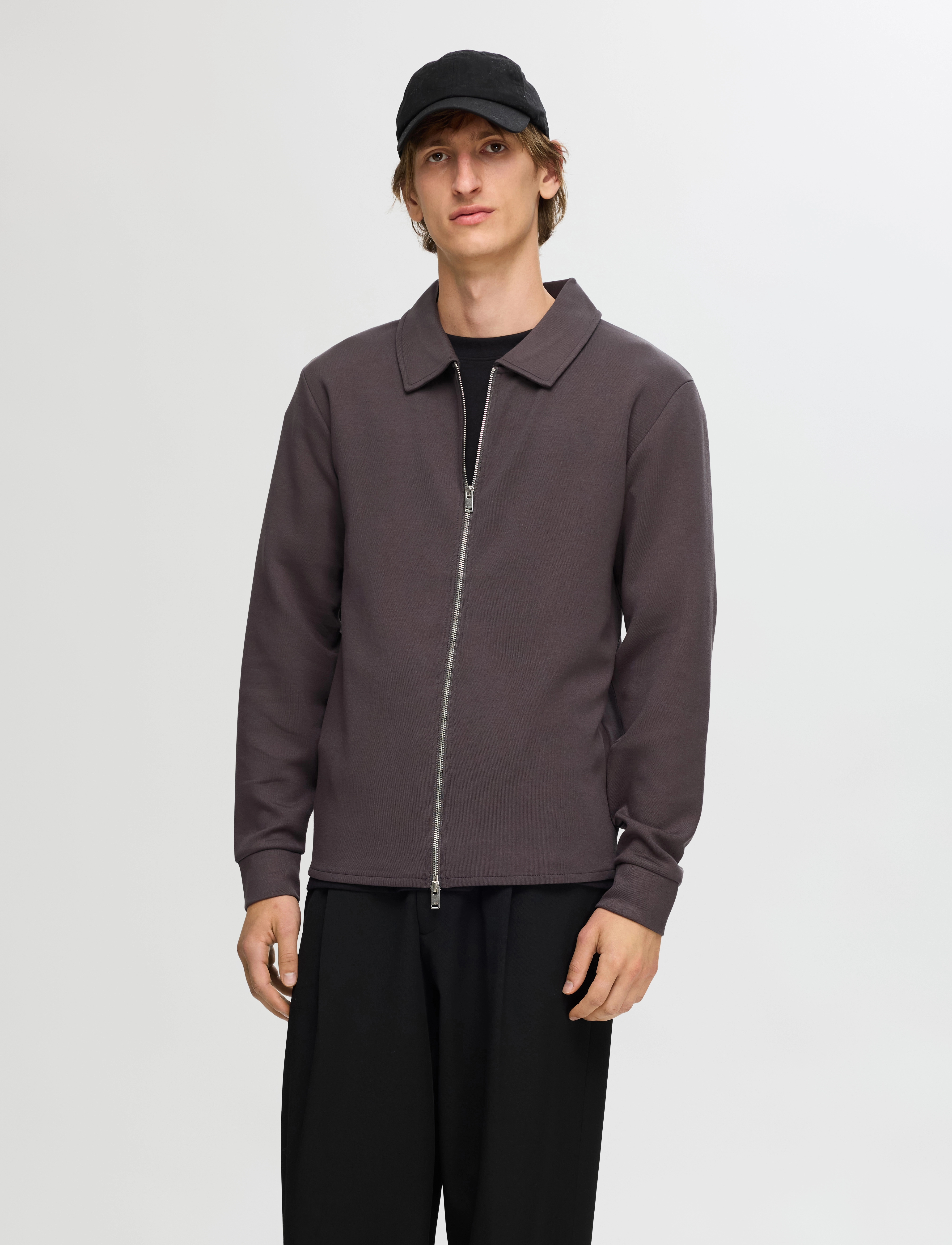 Selected SLHEMANUEL SOFT FULL ZIP SWEAT NOOS - Sweatshirts - FORGED IRON / grey