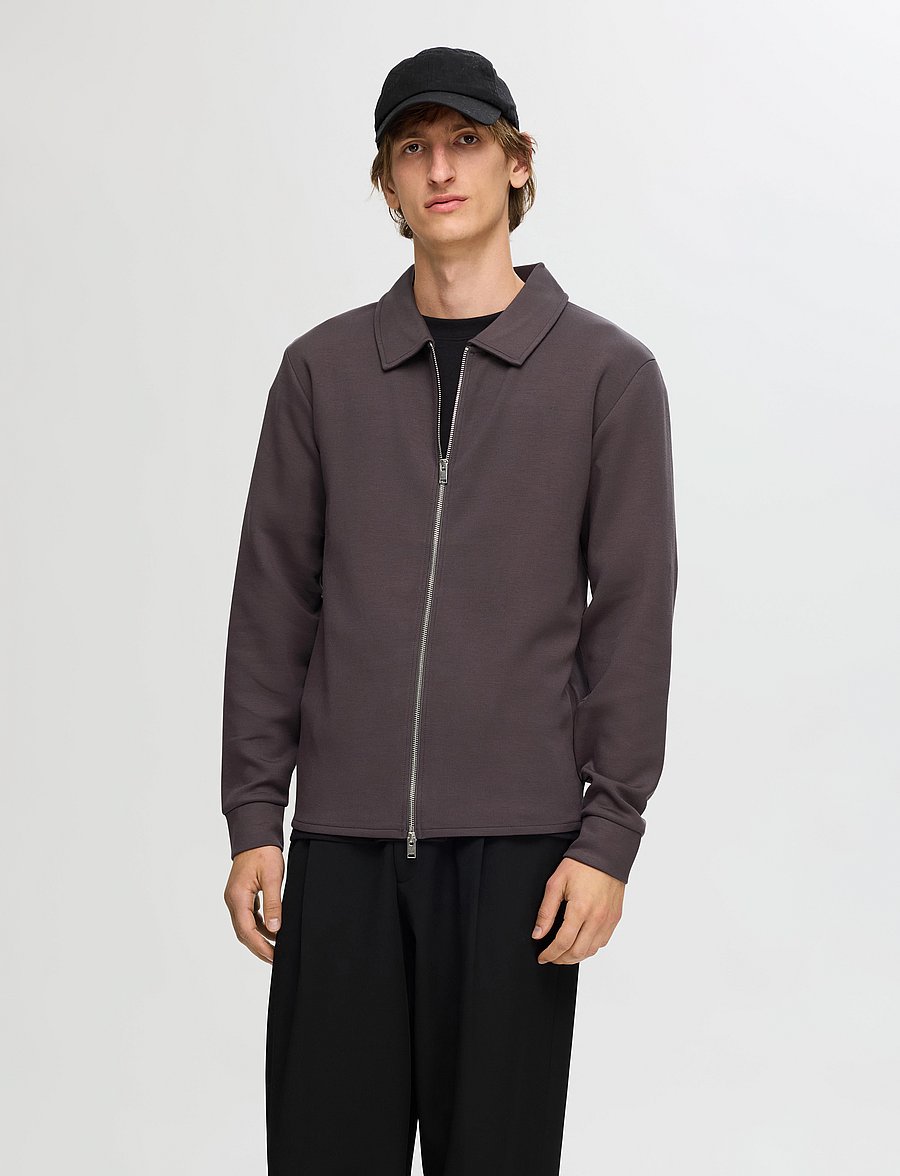 Selected - SLHEMANUEL SOFT FULL ZIP SWEAT NOOS - shop efter anledning - forged iron - 0