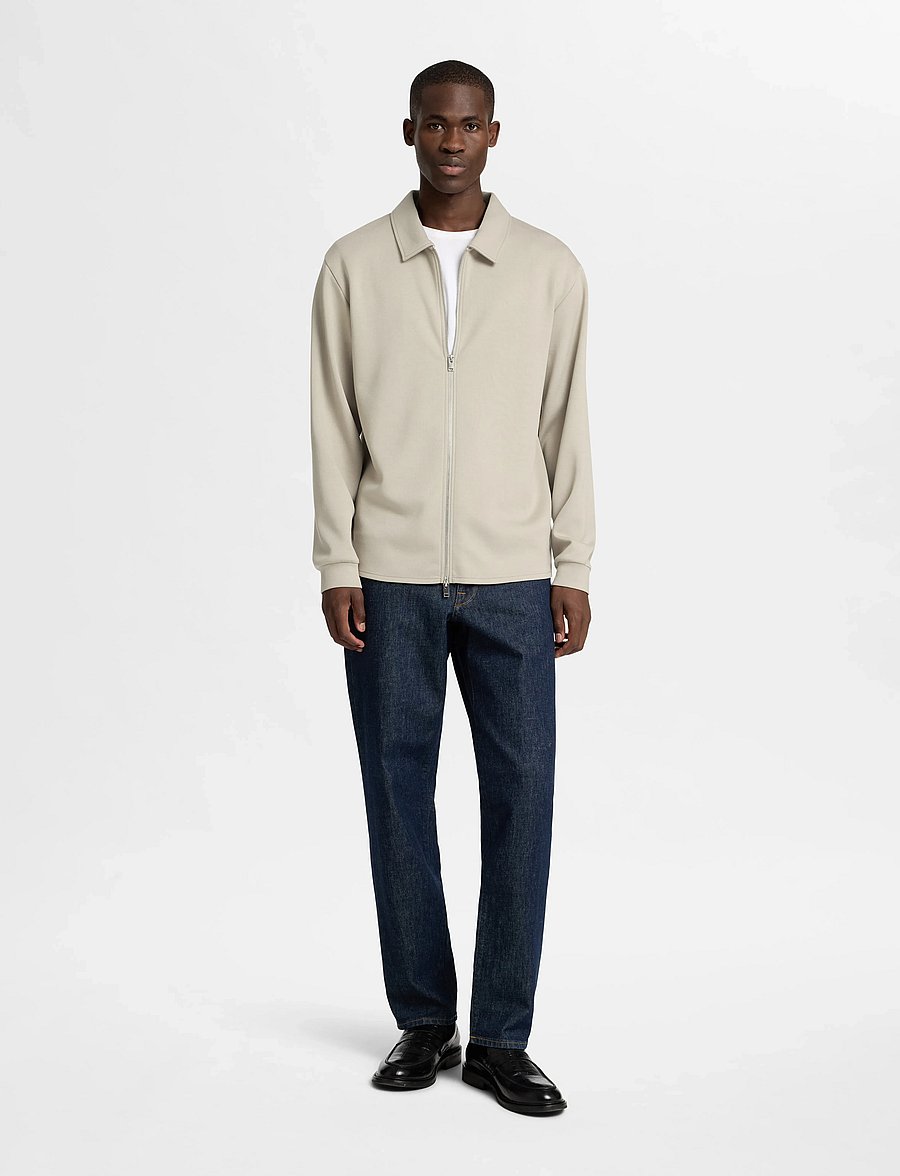 Selected - SLHEMANUEL SOFT FULL ZIP SWEAT NOOS - sweatshirts - pure cashmere - 0