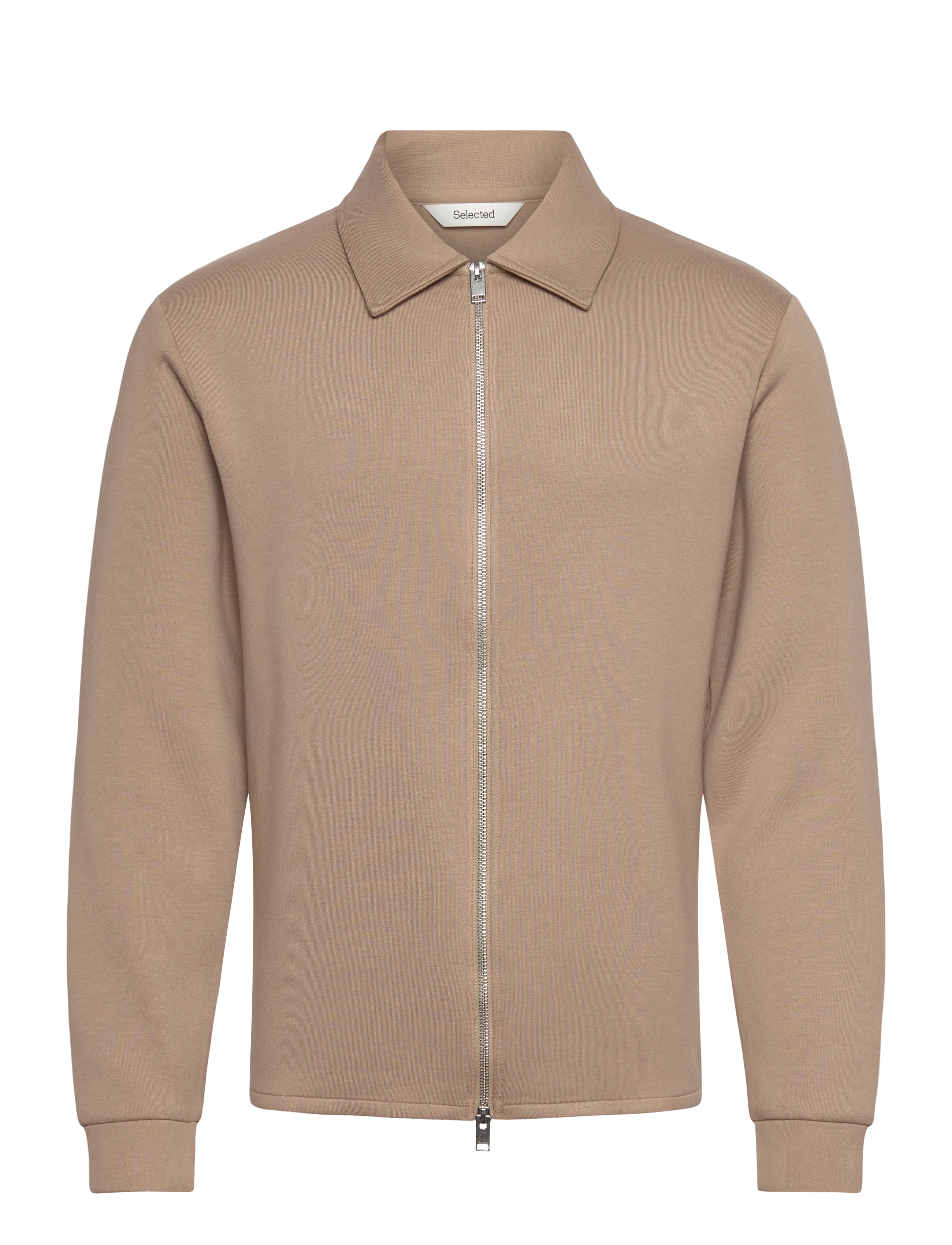 Selected Slmemanuel Soft Full Zip Sweat Noos, L, Beige, Sweatshirts & Hættetrøjer > Sweatshirts, Herre