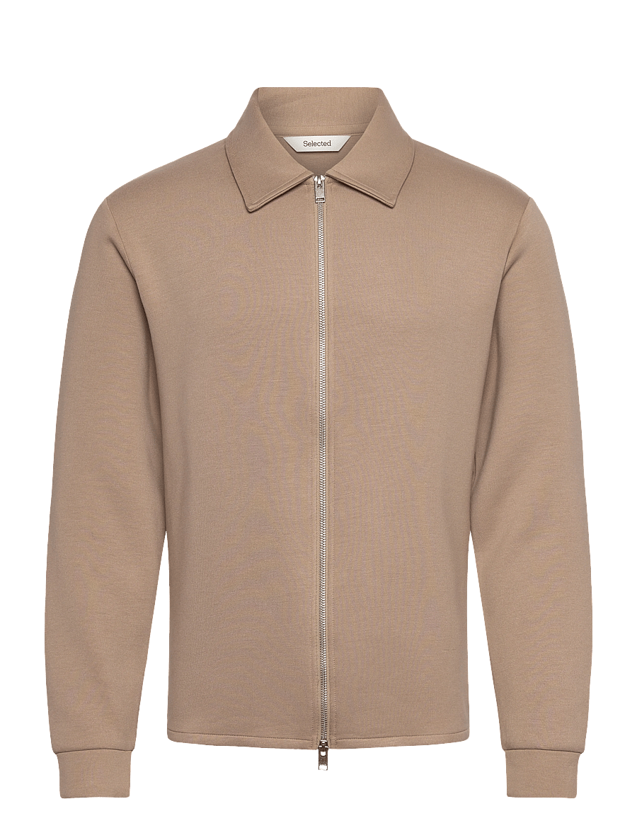 Selected - SLHEMANUEL SOFT FULL ZIP SWEAT NOOS - sweatshirts - savannah tan - 0