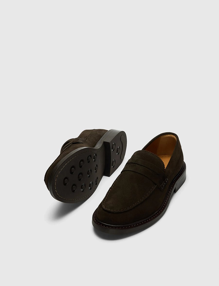 Selected - SLHCARTER SUEDE LOW PENNY LOAFER - shoppa efter tillfälle - chocolate torte - 1