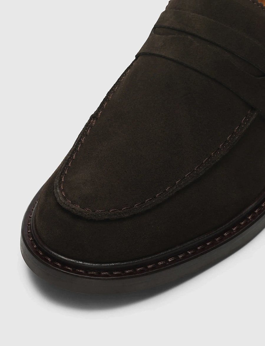 Selected - SLHCARTER SUEDE LOW PENNY LOAFER - shoppa efter tillfälle - chocolate torte - 3