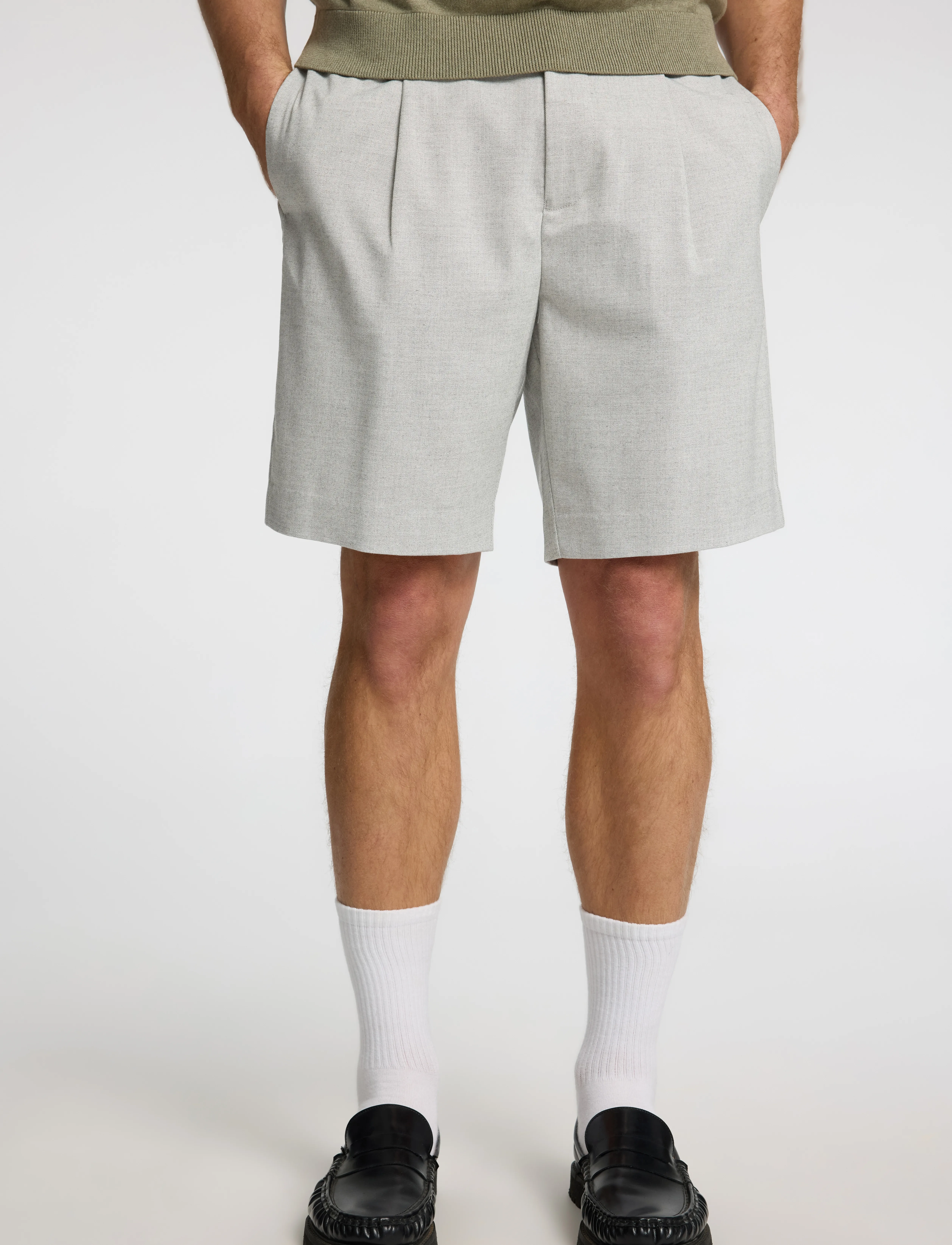 Selected - SLHREGULAR-LEROY PLEAT SHORTS NOOS - chinos shorts - light grey melange - 3