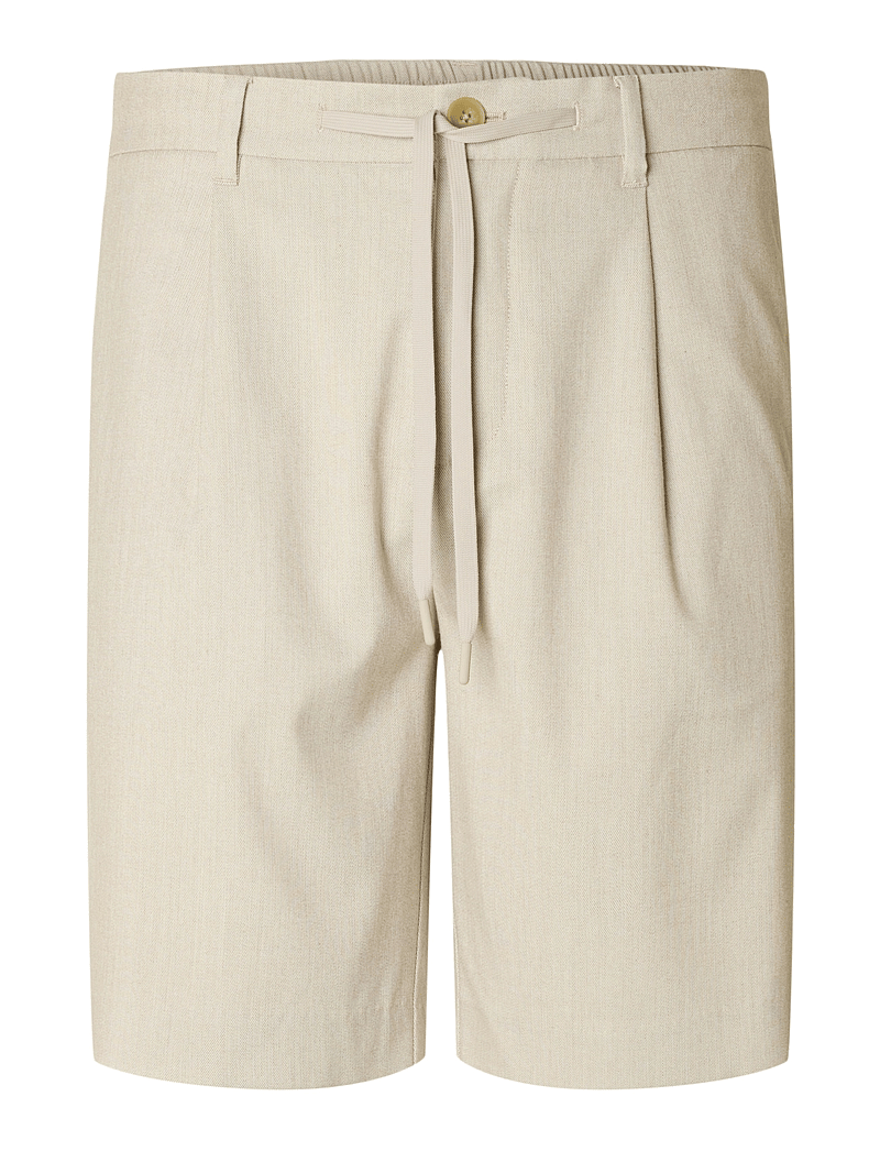 Selected - SLHREGULAR-LEROY PLEAT SHORTS NOOS - chinos shorts - light sand melange - 1