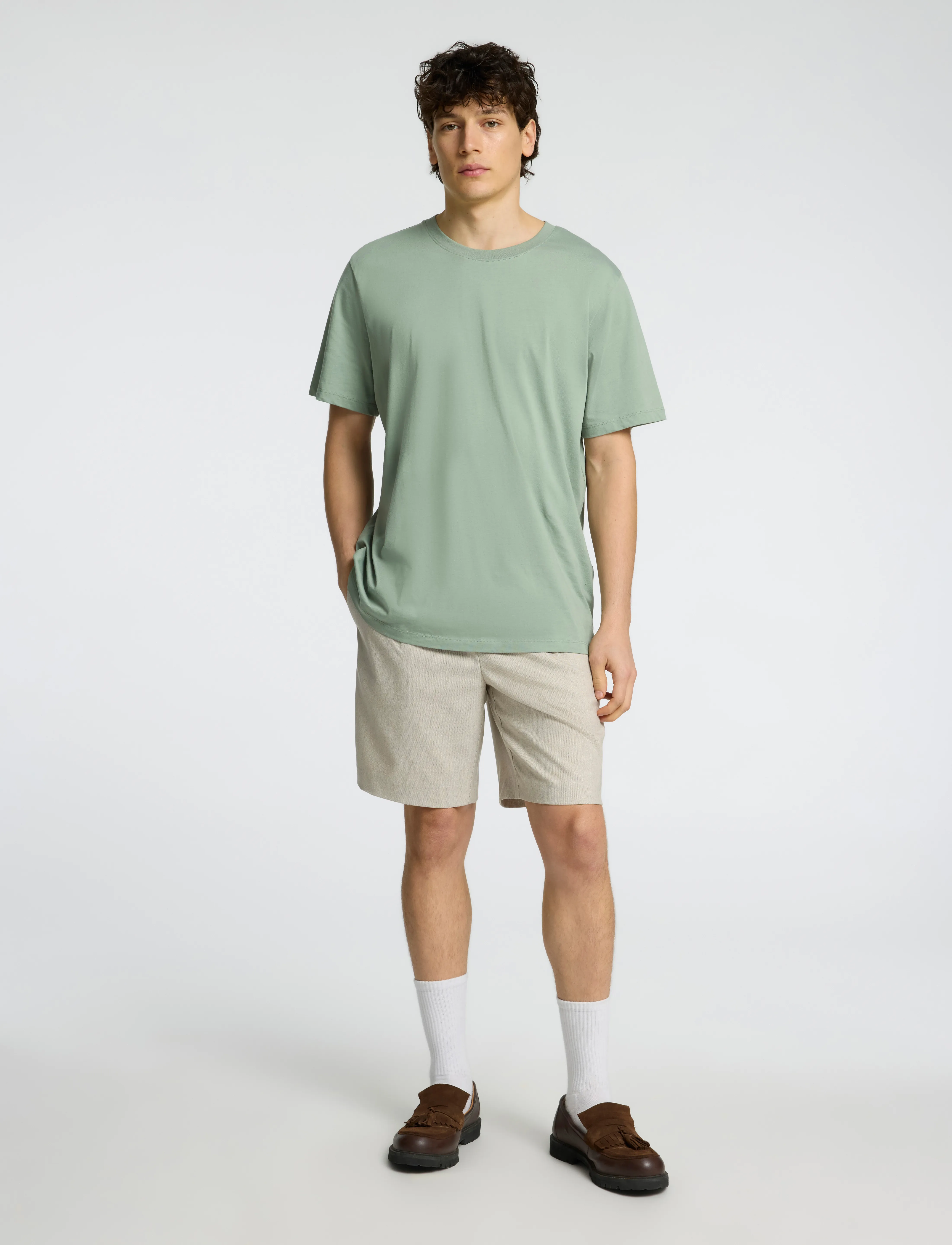 Selected - SLHREGULAR-LEROY PLEAT SHORTS NOOS - chinos shorts - light sand melange - 5